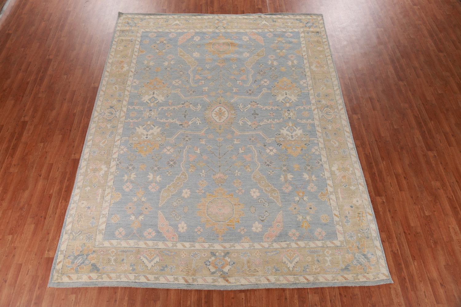 Handmade Blue Oushak Vegetable Dye Area Rug 9x12