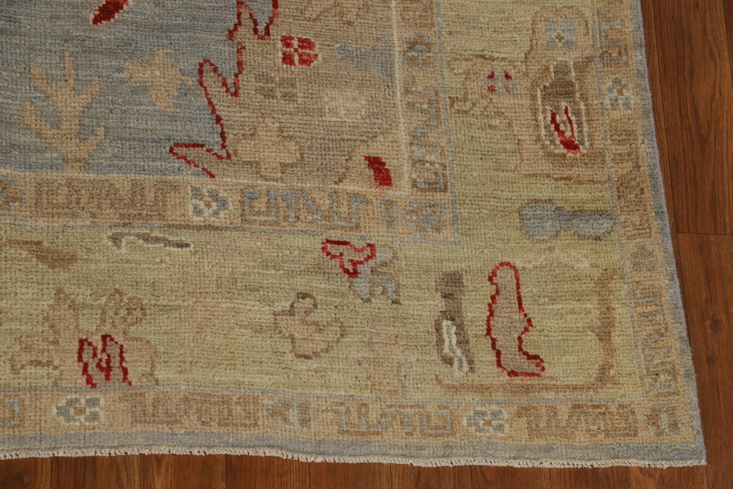 Blue Gray Handmade Oushak Vegetable Dye Area Rug 6x9