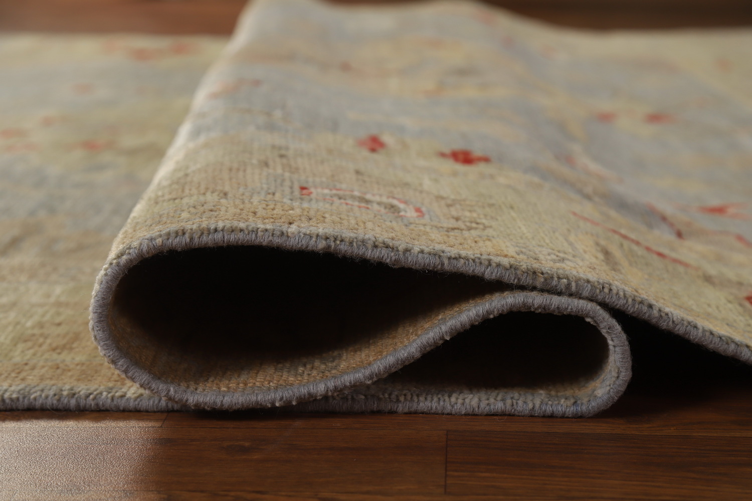 Blue Gray Handmade Oushak Vegetable Dye Area Rug 6x9