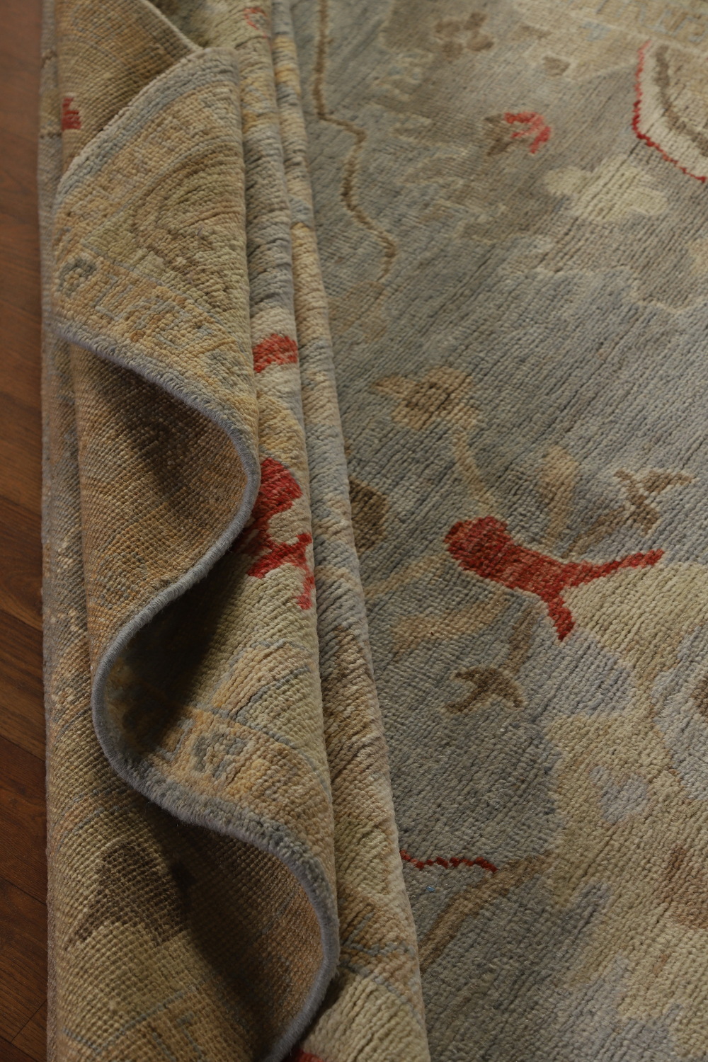 Blue Gray Handmade Oushak Vegetable Dye Area Rug 6x9