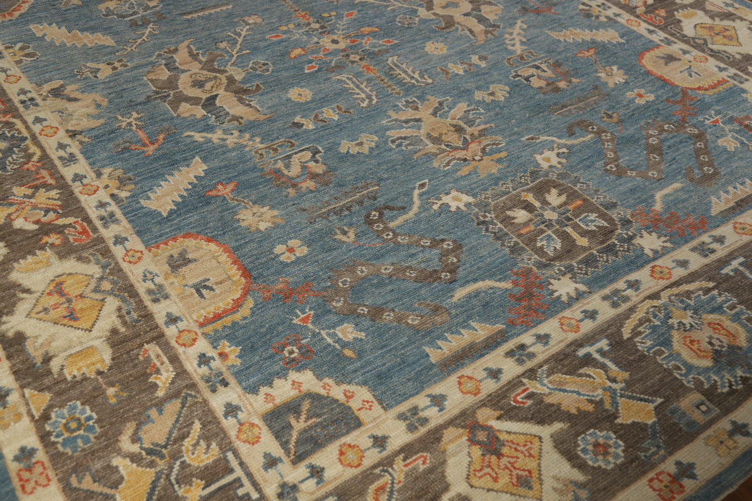 Handmade Blue Oushak Vegetable Dye Area Rug 8x10