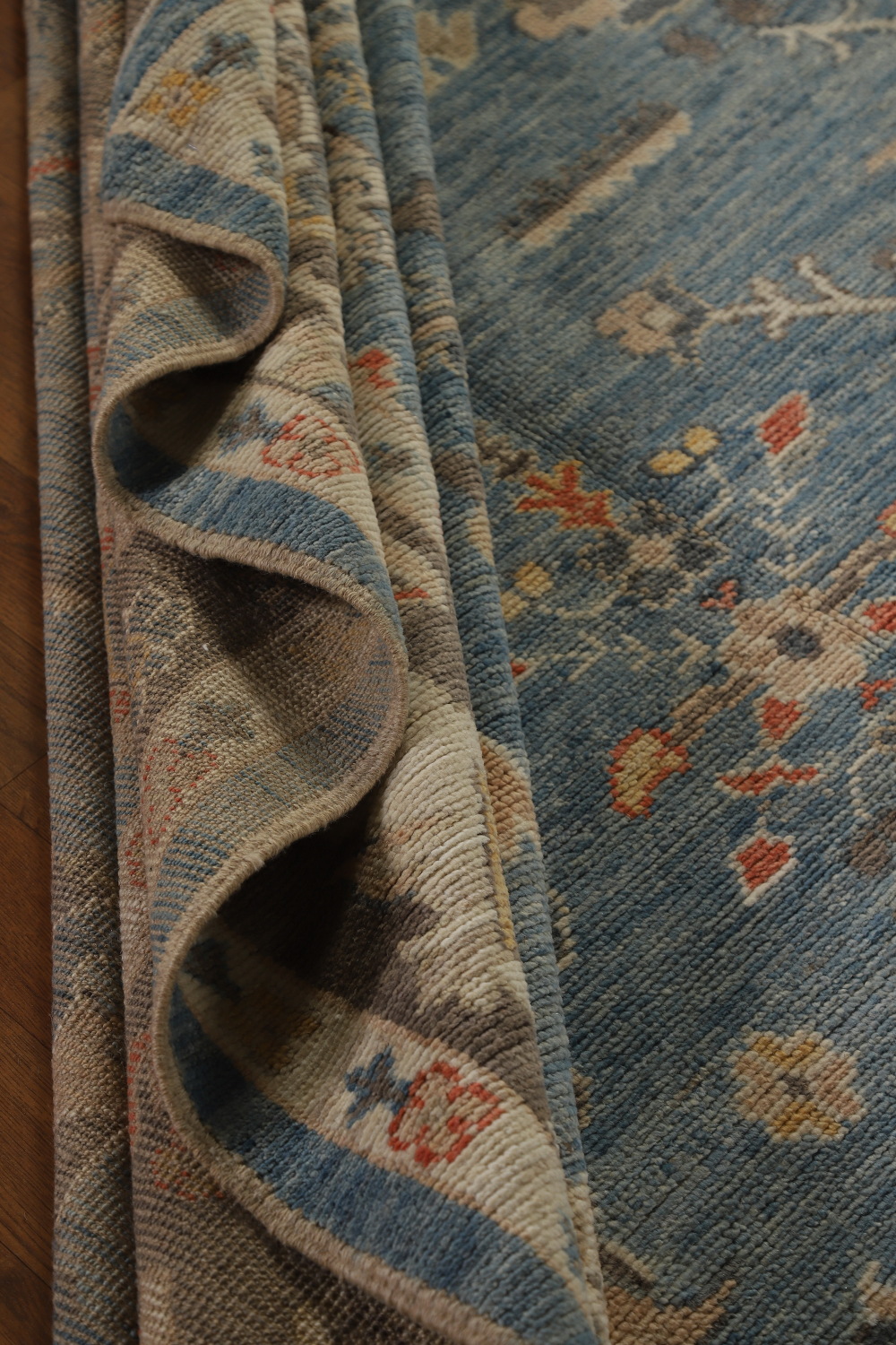 Handmade Blue Oushak Vegetable Dye Area Rug 8x10