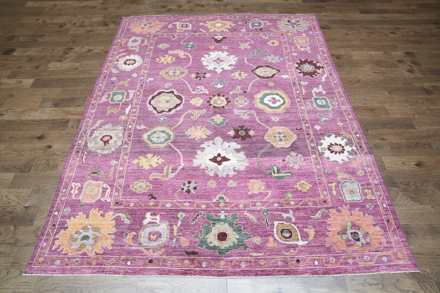 Vegetable Dye Pink Pastel Oushak Turkish Area Rug 9x12