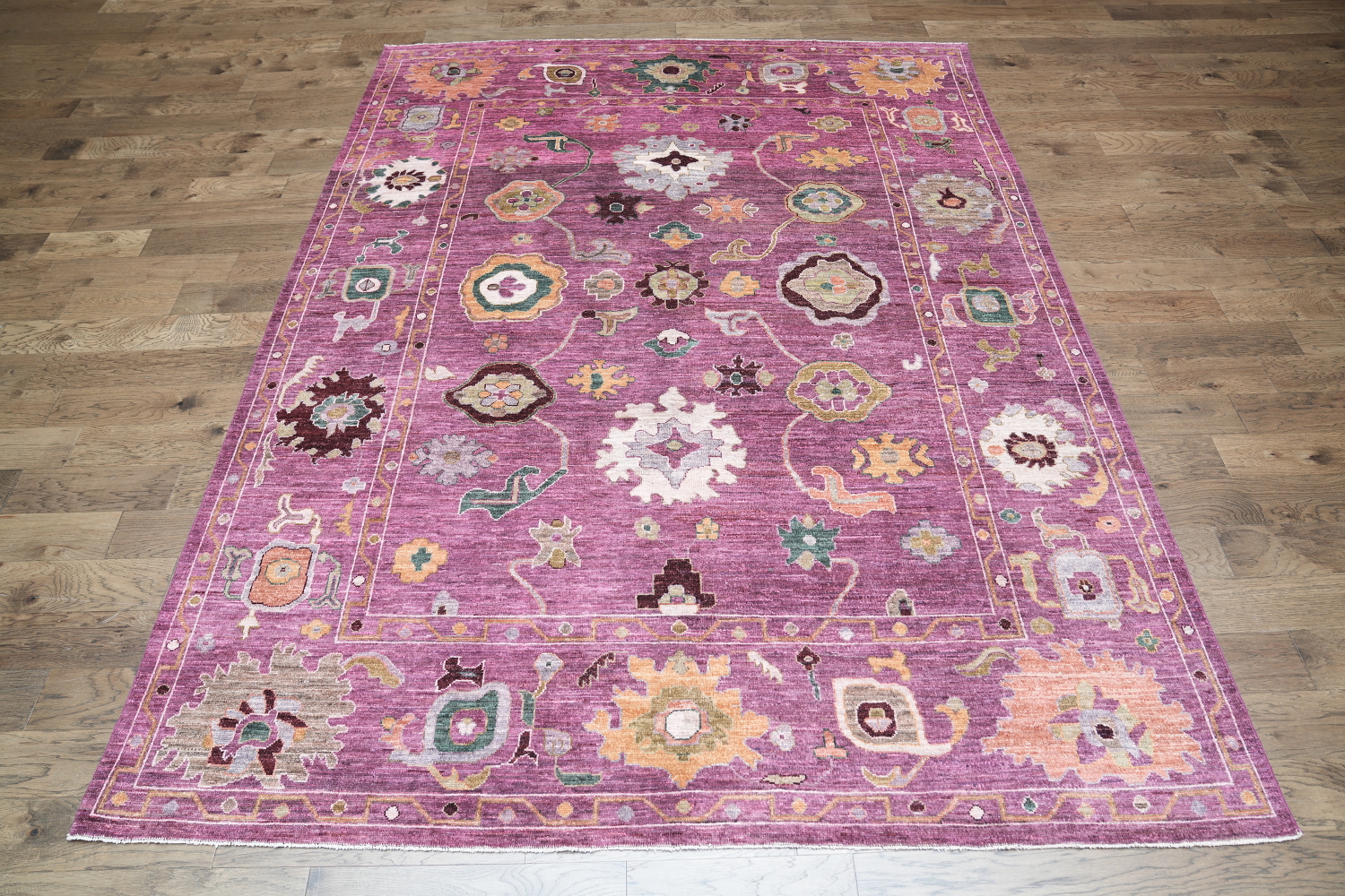 Vegetable Dye Pink Pastel Oushak Turkish Area Rug 9x12