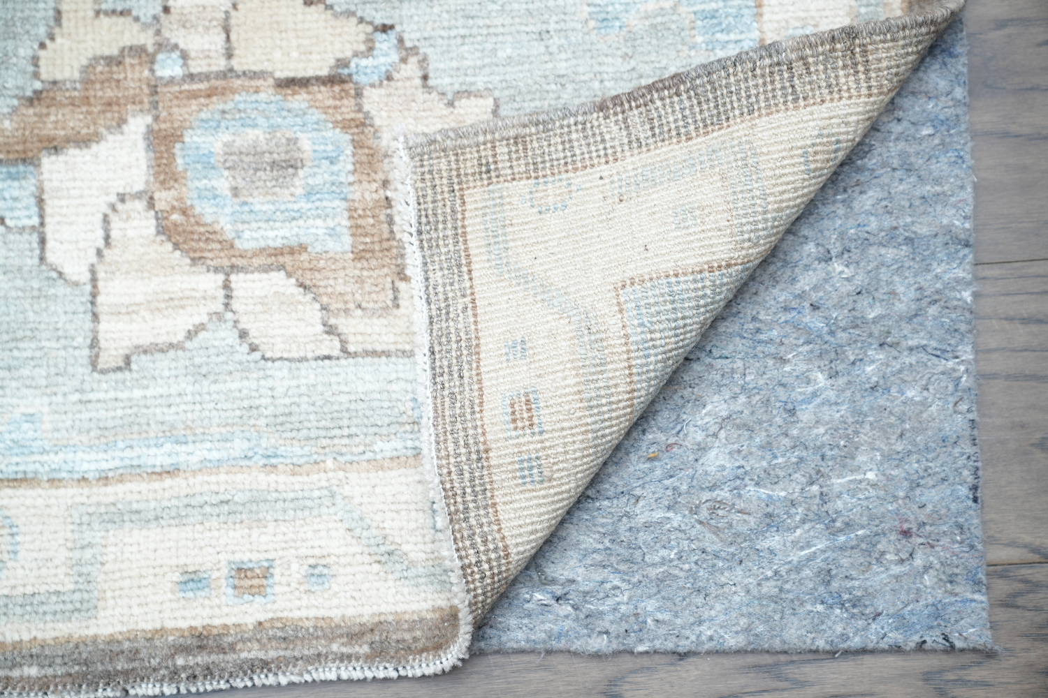 Vegetable Dye Brown and Blue Oushak Turkish Area Rug 9x12