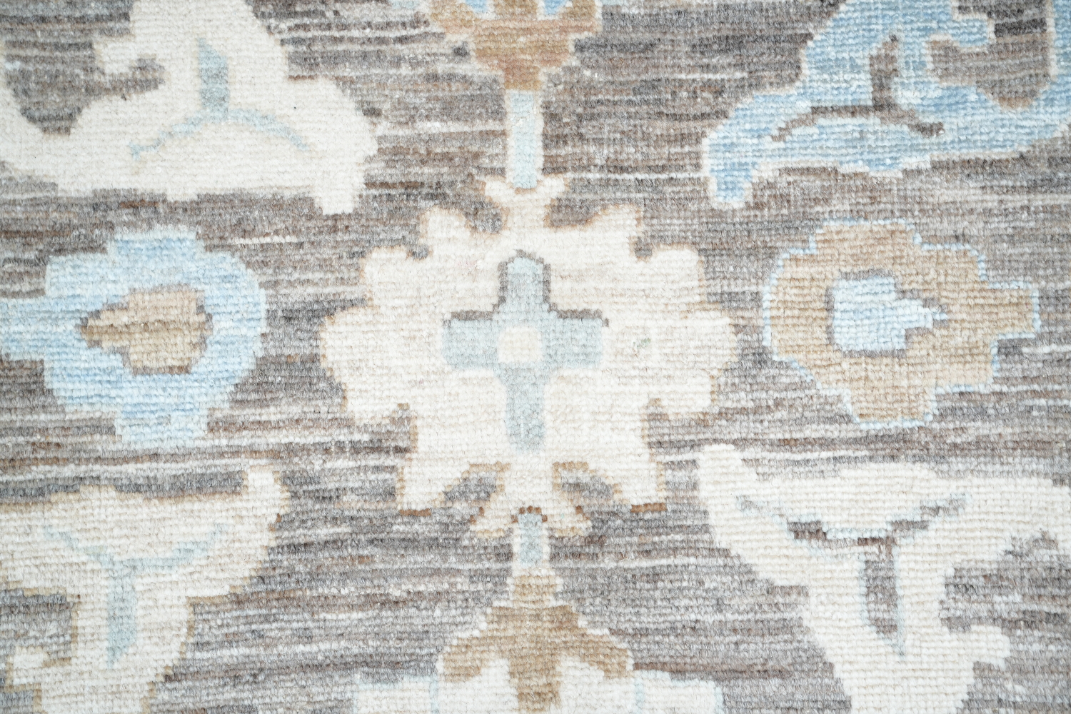 Vegetable Dye Brown and Blue Oushak Turkish Area Rug 9x12