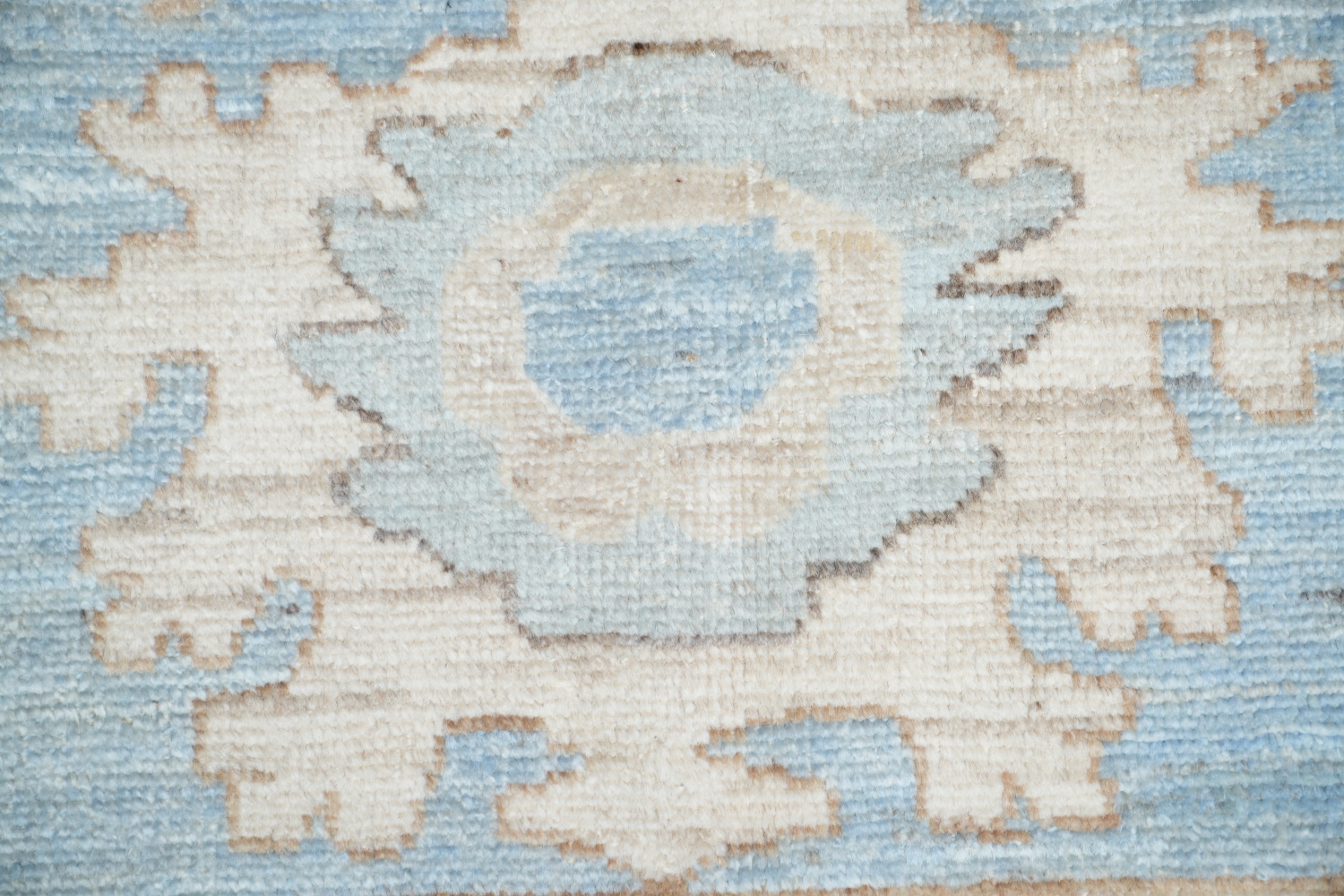 Vegetable Dye Brown and Blue Oushak Turkish Area Rug 9x12
