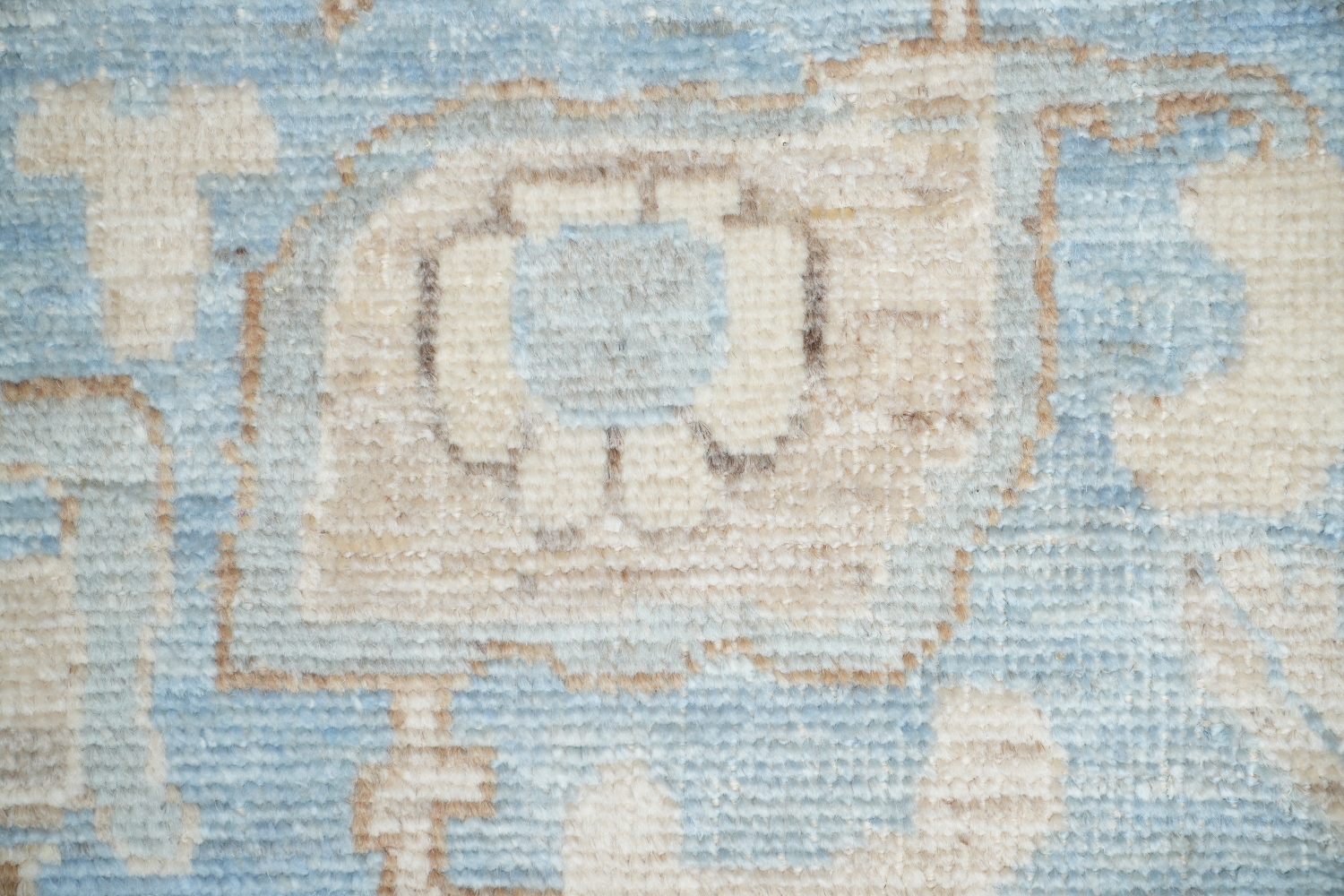 Vegetable Dye Brown and Blue Oushak Turkish Area Rug 9x12