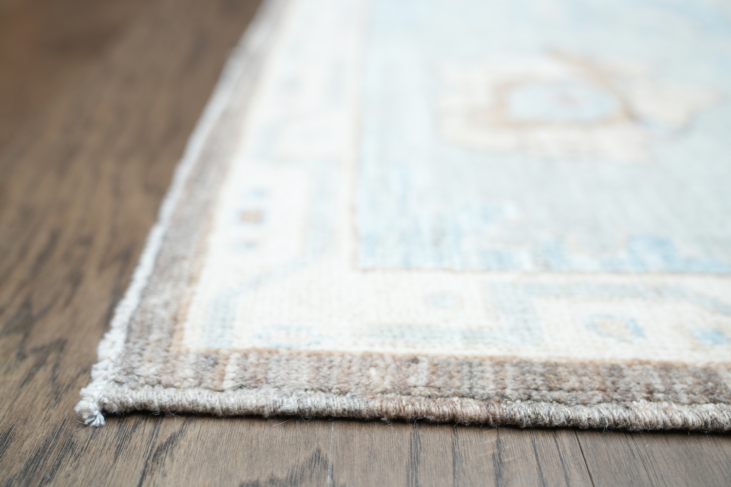 Vegetable Dye Brown and Blue Oushak Turkish Area Rug 9x12