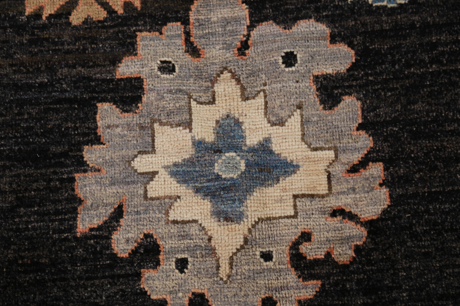 Black Floral Oushak Vegetable Dye Area Rug 9x12