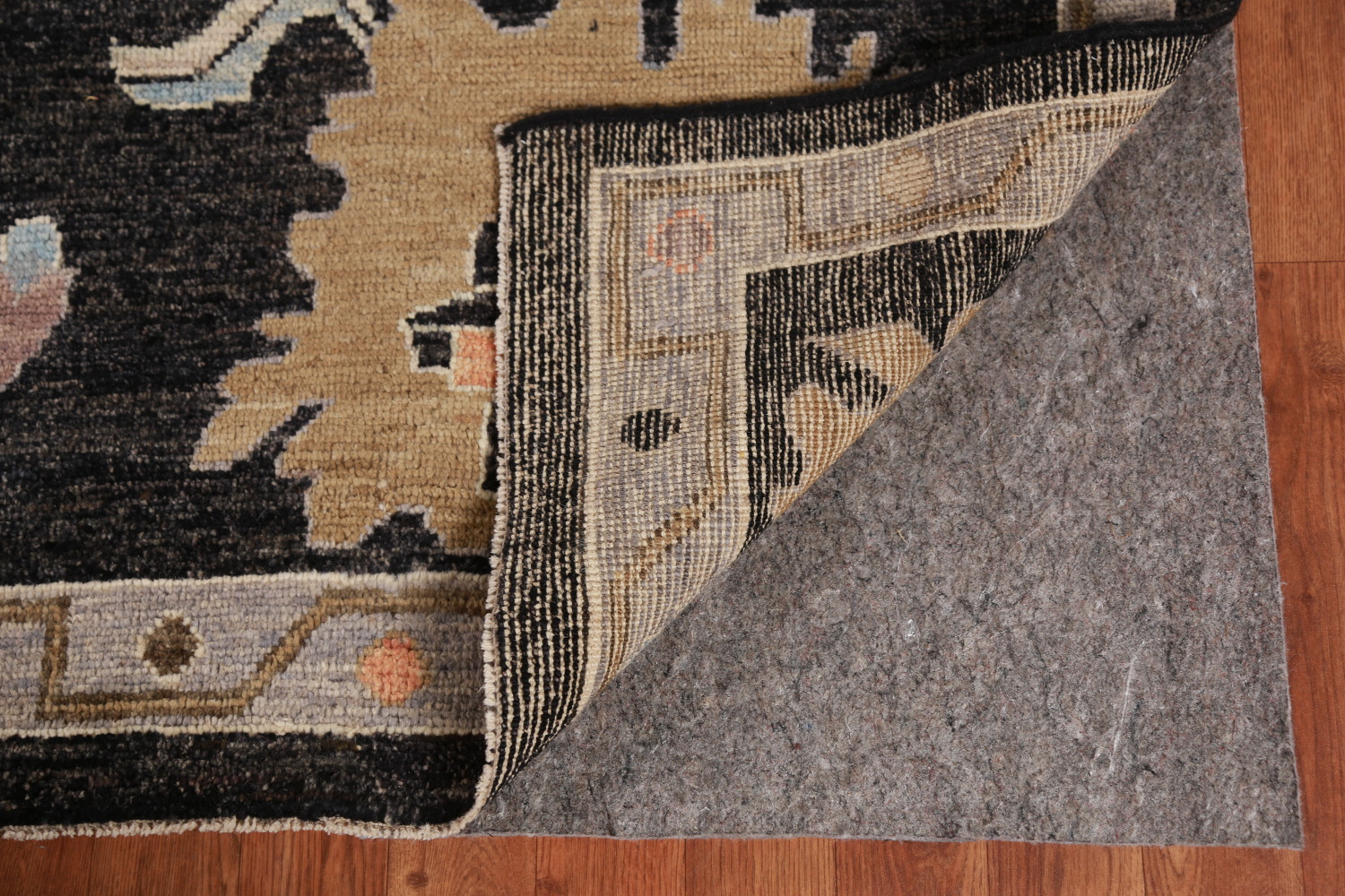 Black Floral Oushak Vegetable Dye Area Rug 9x12