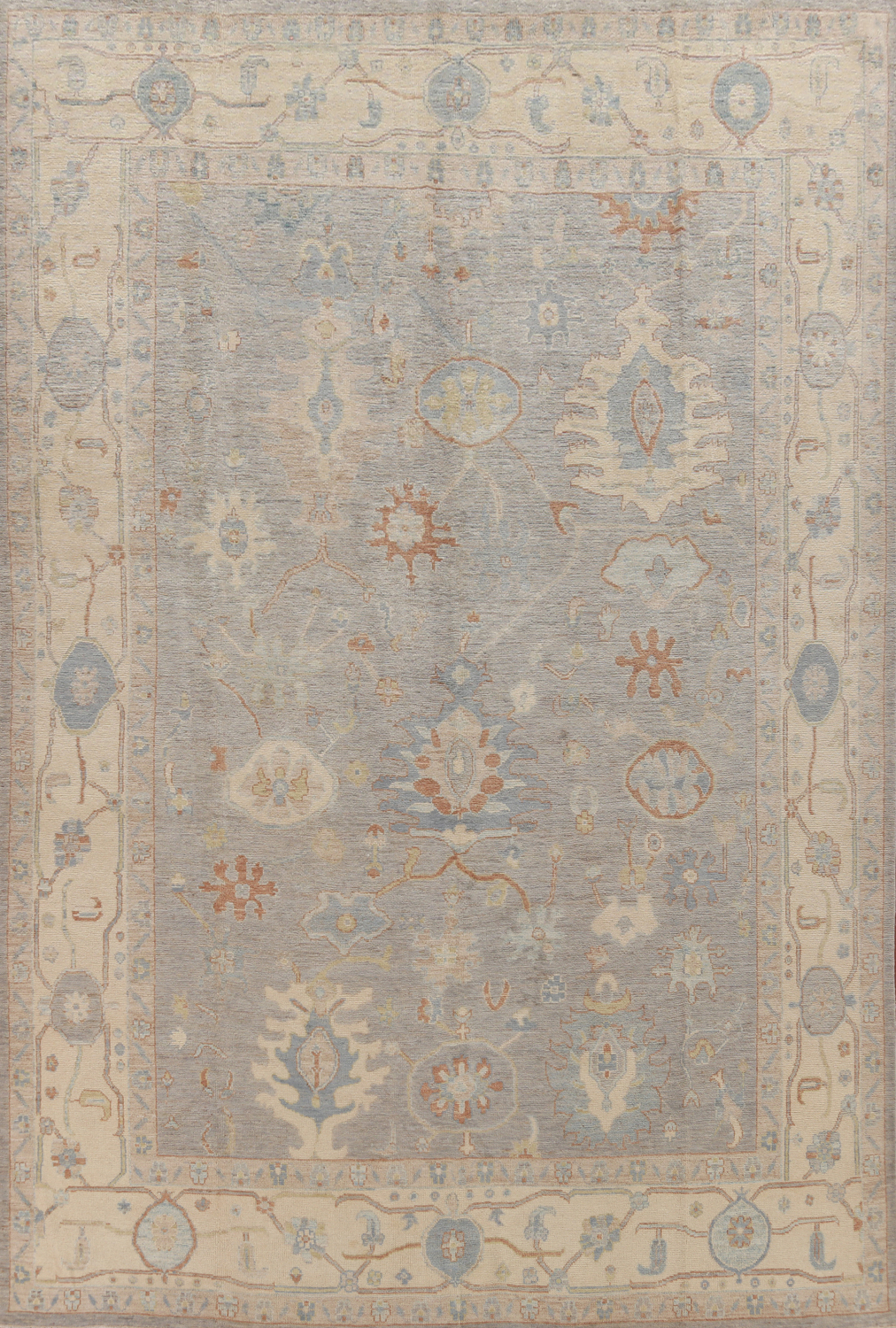 Vegetable Dye Floral Oushak Turkish Area Rug 9x13