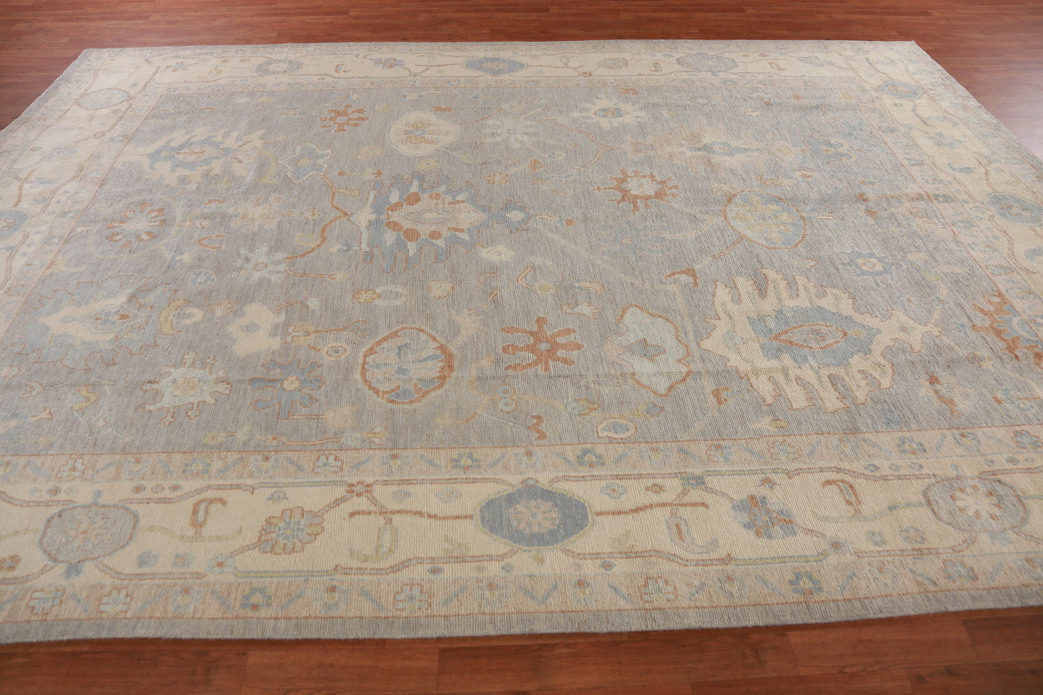 Vegetable Dye Floral Oushak Turkish Area Rug 9x13