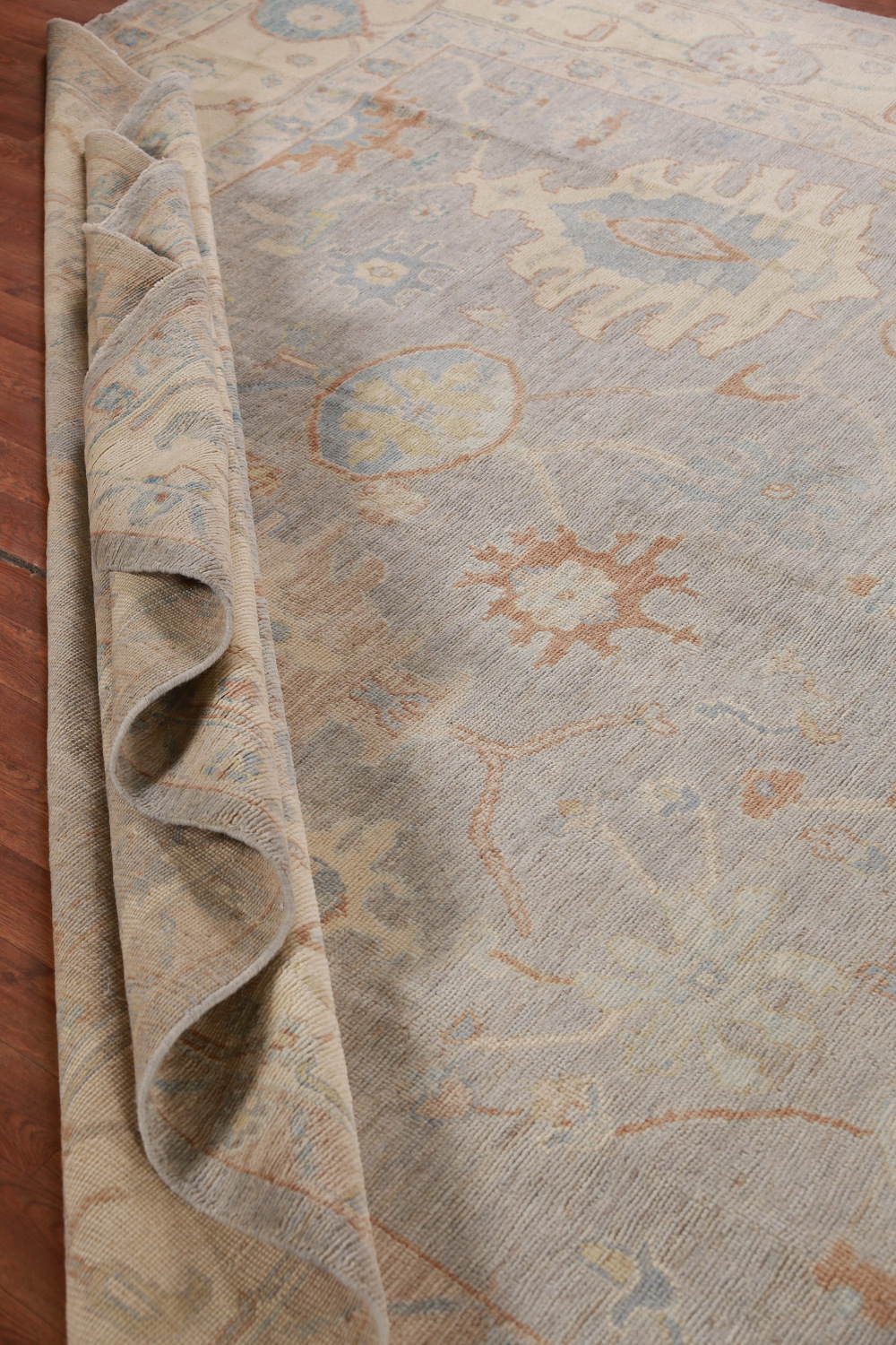 Vegetable Dye Floral Oushak Turkish Area Rug 9x13