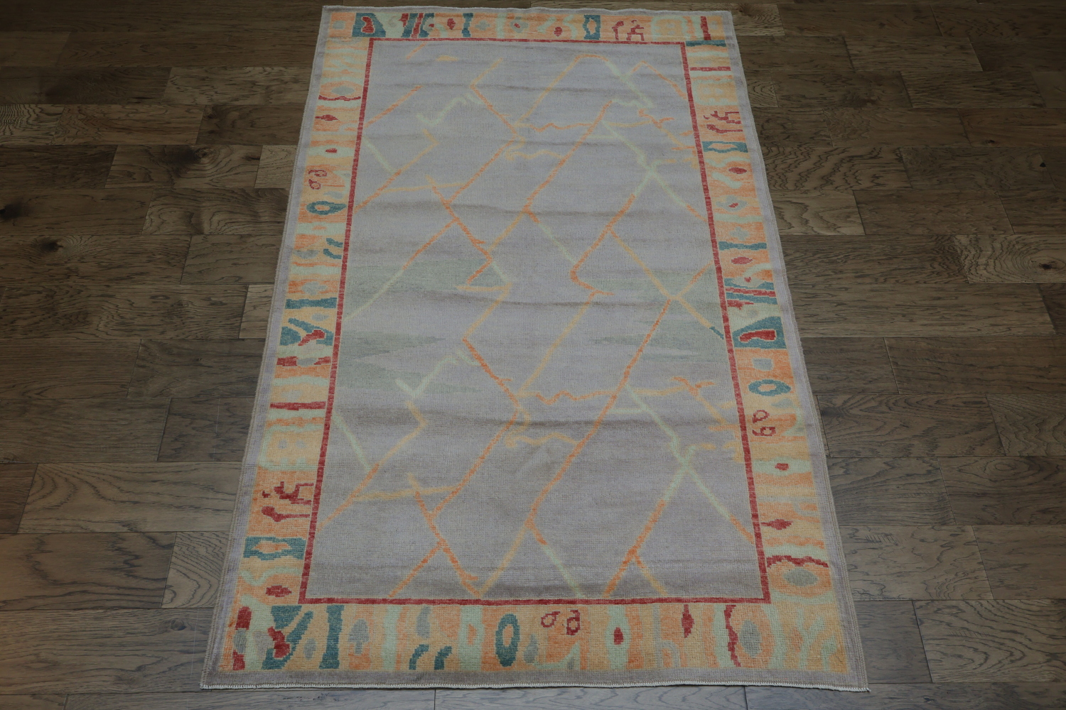 Handmade Wool Purple Oushak Vegetable Dye Rug 4x7
