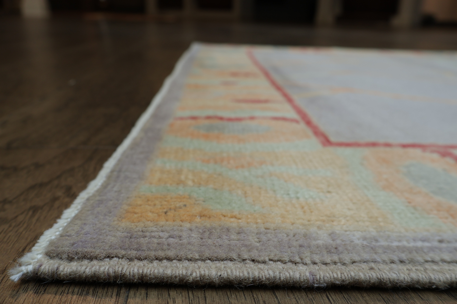 Handmade Wool Purple Oushak Vegetable Dye Rug 4x7