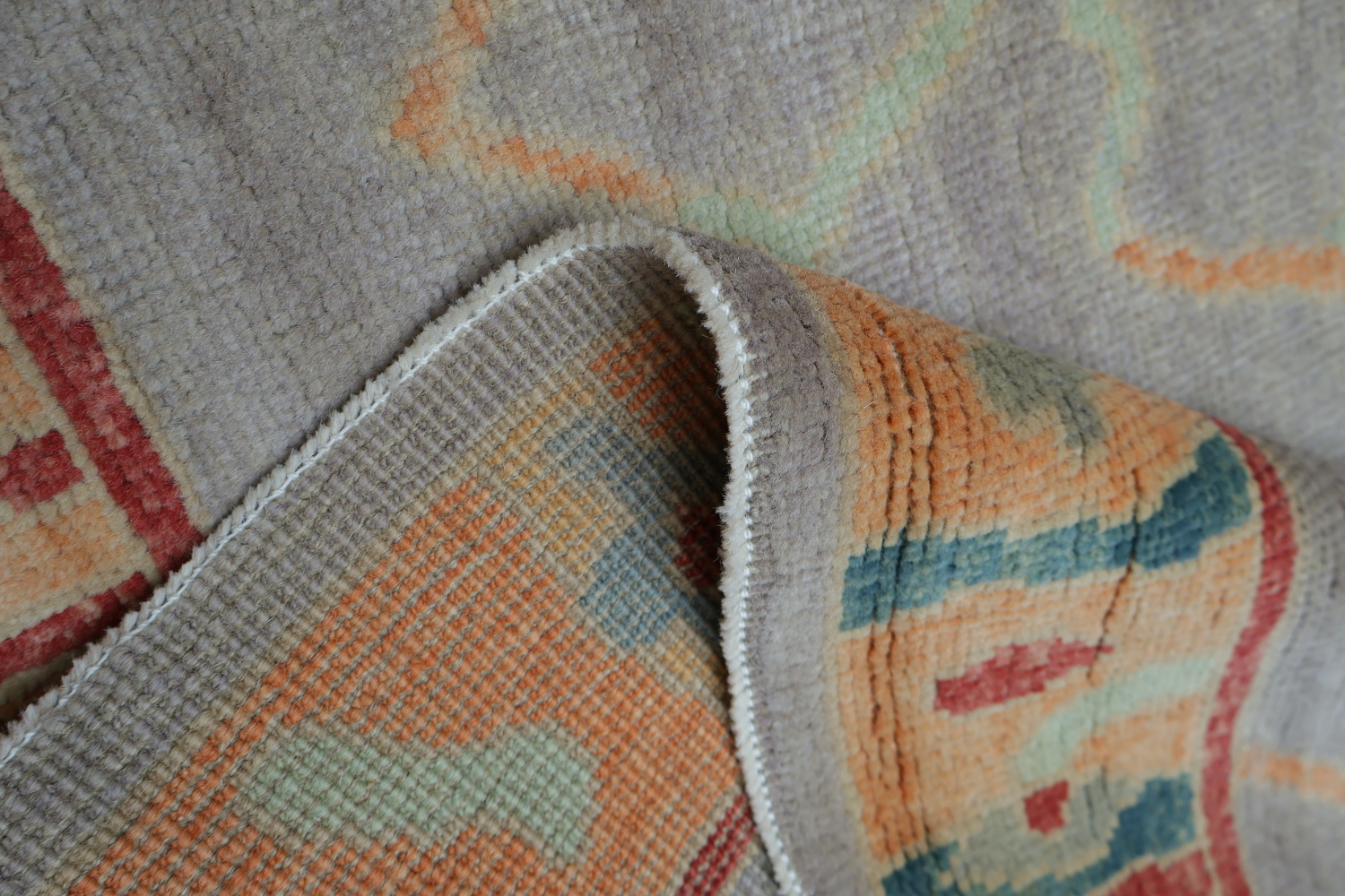 Handmade Wool Purple Oushak Vegetable Dye Rug 4x7