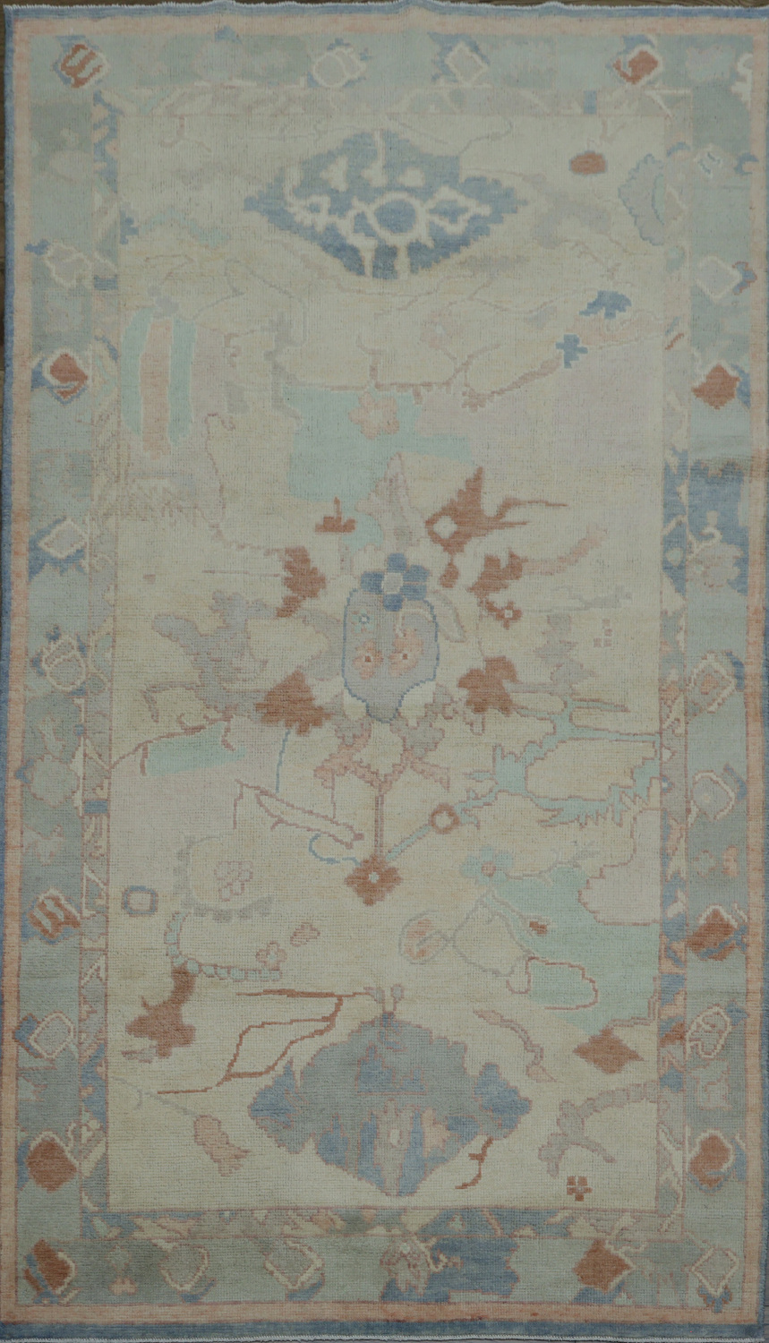 Vegetable Dye Golden Oushak Turkish Rug 4x7