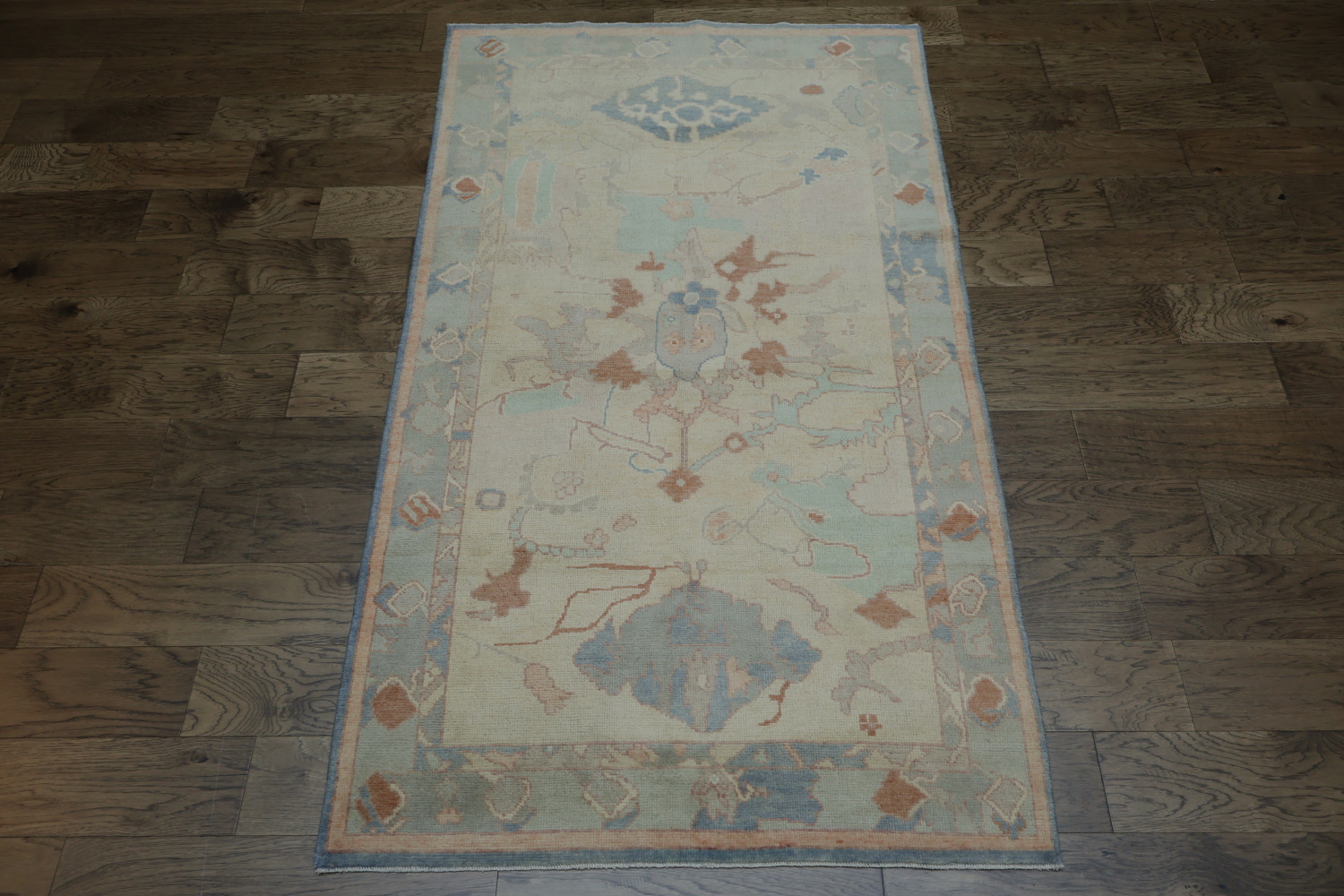 Vegetable Dye Golden Oushak Turkish Rug 4x7