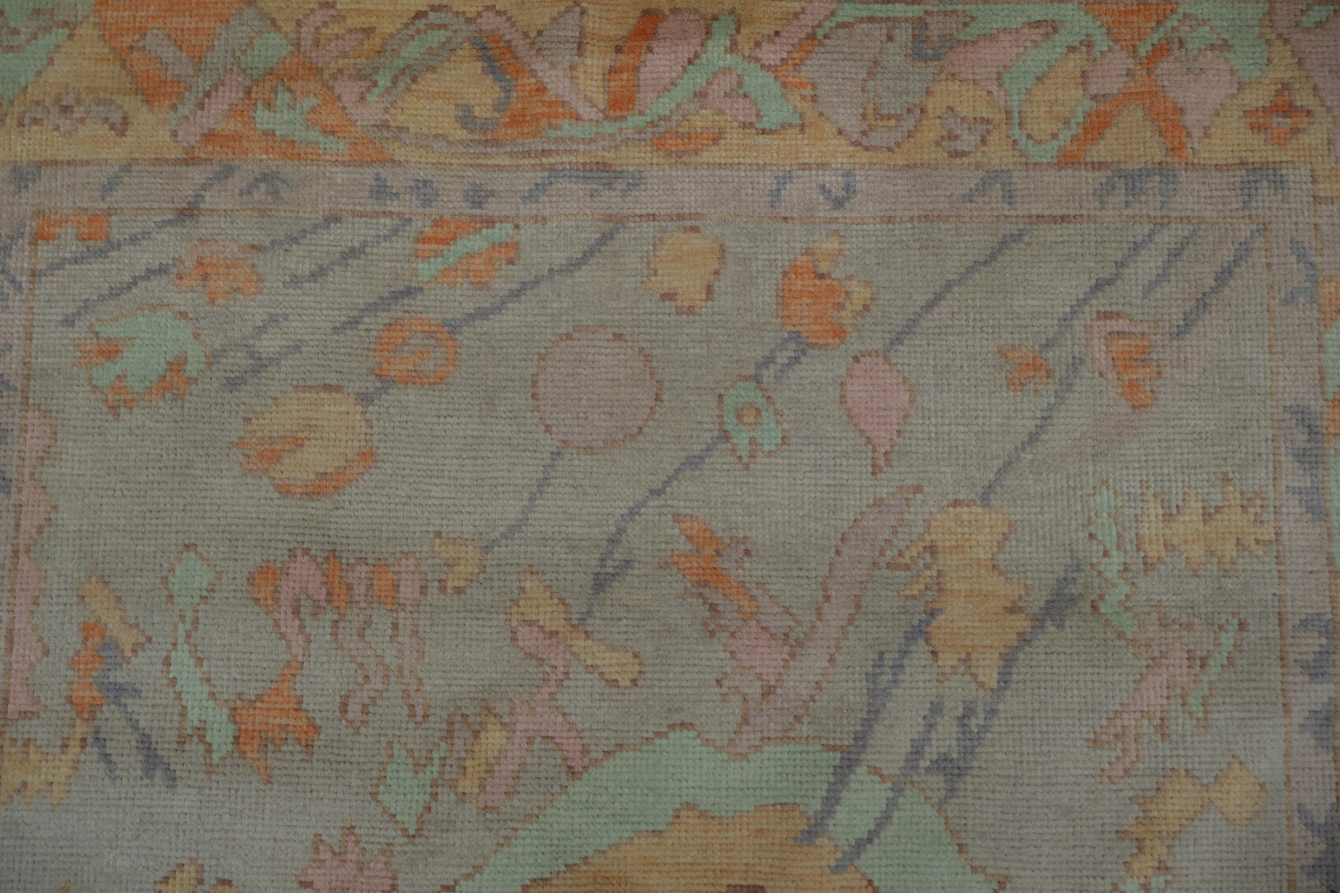 Vegetable Dye Golden Oushak Turkish Rug 4x7