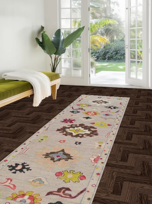 Handmade Wool Oushak Vegetable Dye Runner Rug 3x10