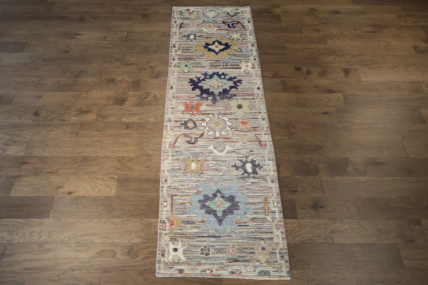 Elegant Turkish Runner Rug with Vintage Charm and Colorful Patterns 3x9 ft