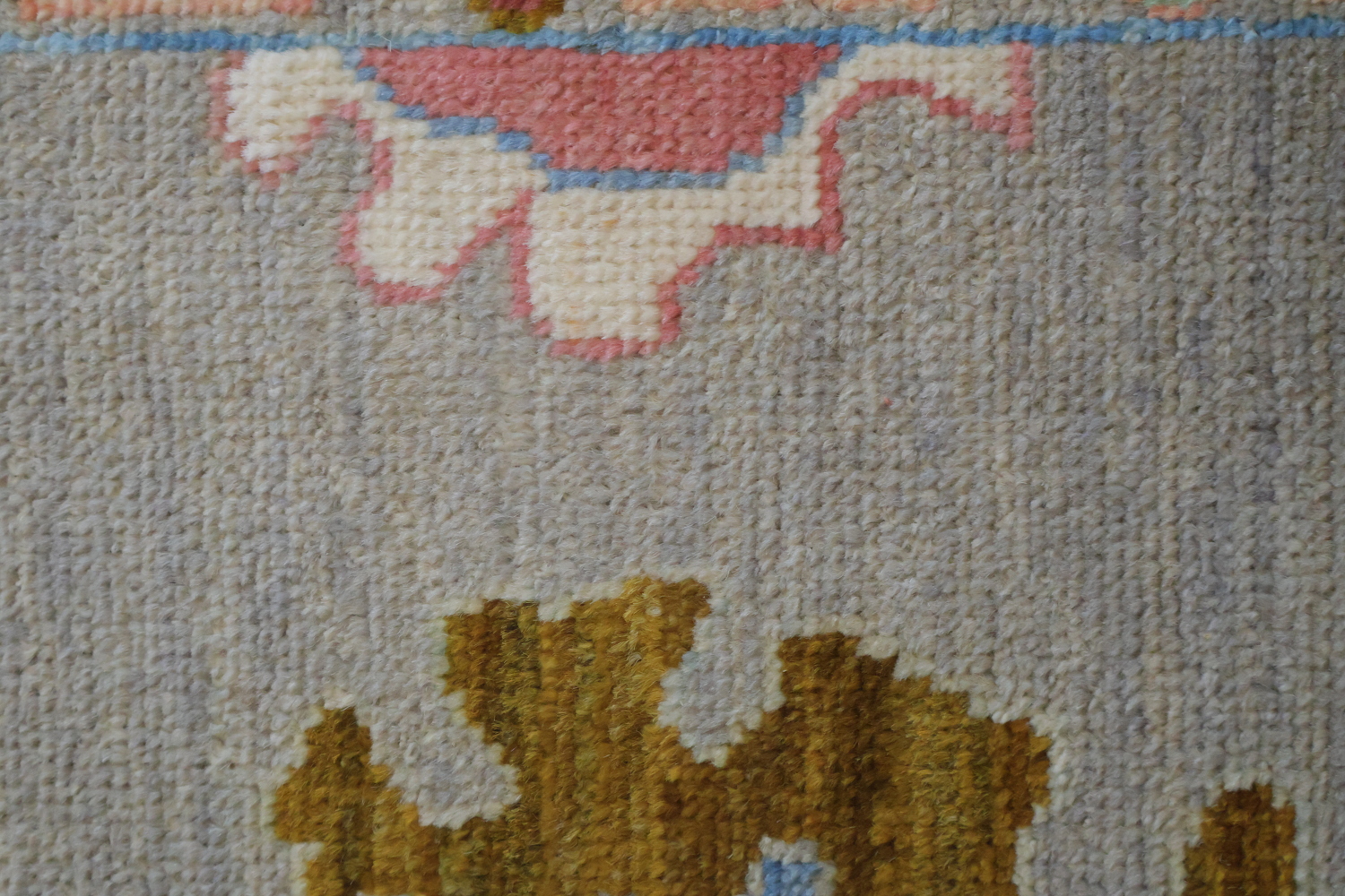 Oushak Turkish Runner with Intricate Pastel Geometric Motifs 3x10 ft