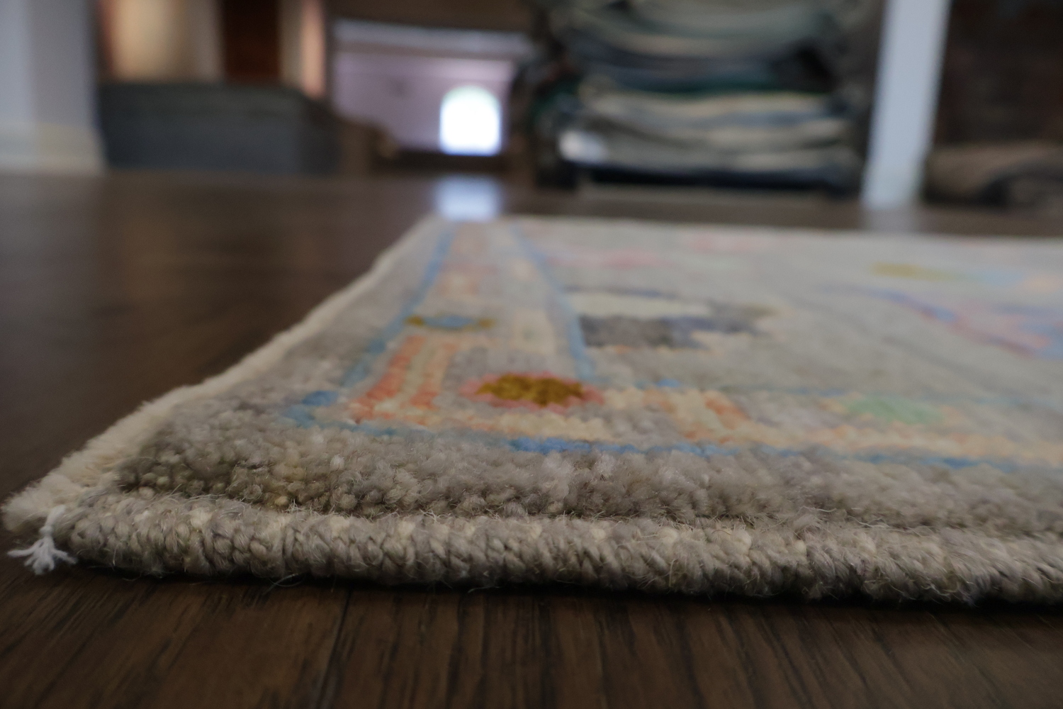 Oushak Turkish Runner with Intricate Pastel Geometric Motifs 3x10 ft