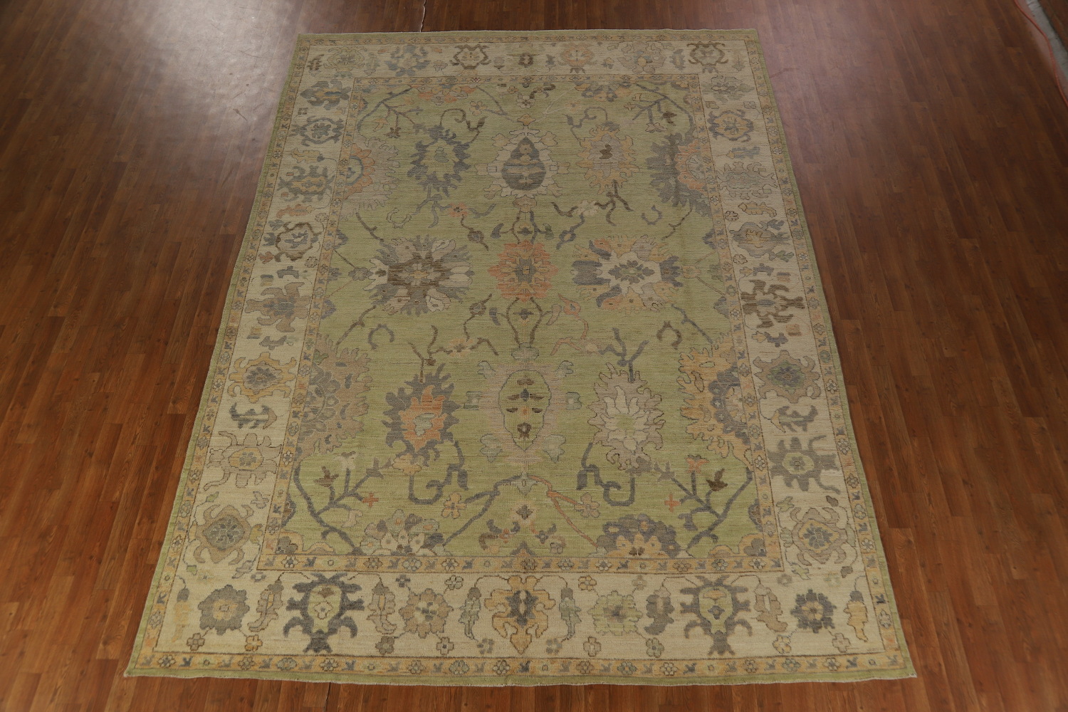 Handmade Green Oushak Vegetable Dye Area Rug 9x12