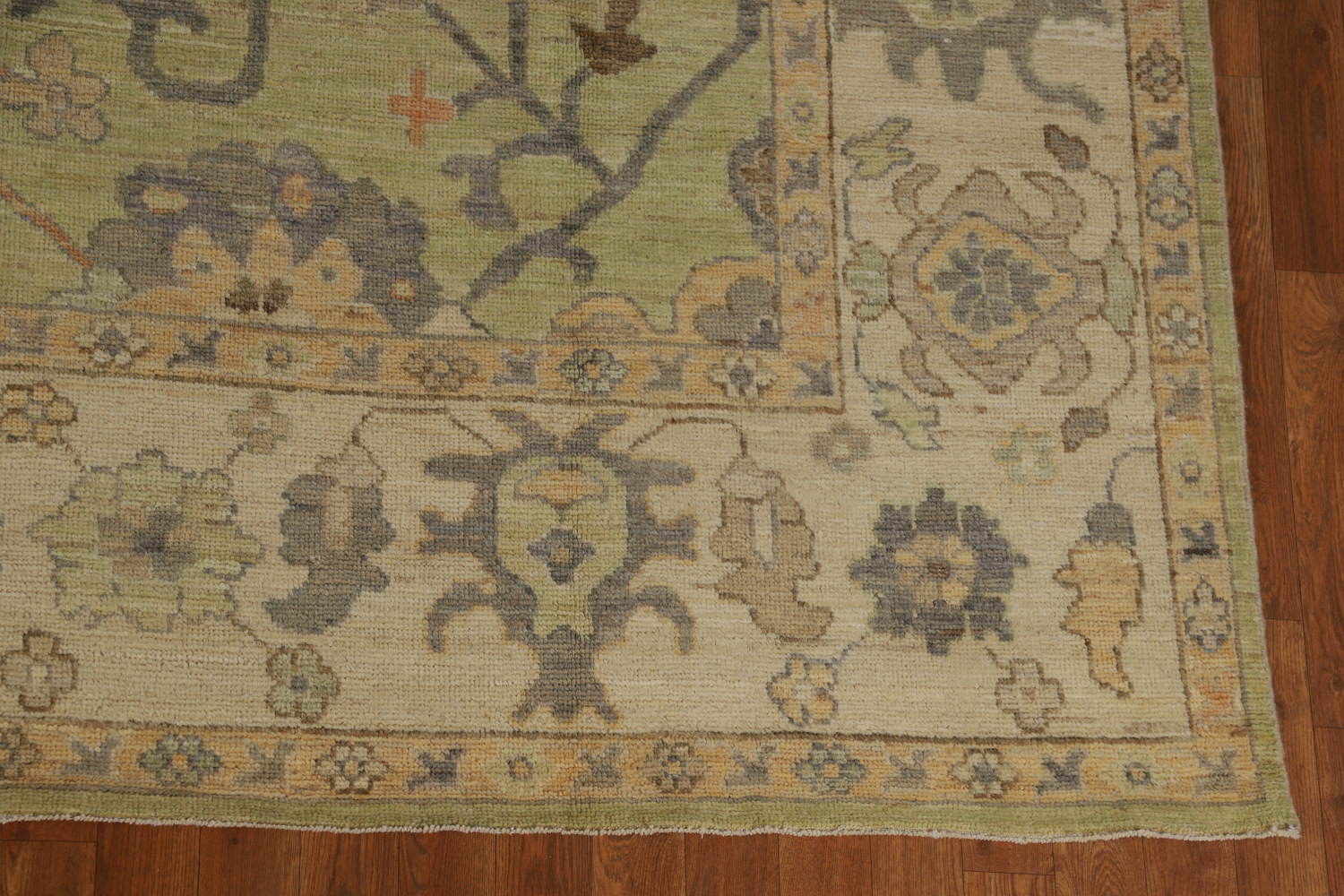 Handmade Green Oushak Vegetable Dye Area Rug 9x12