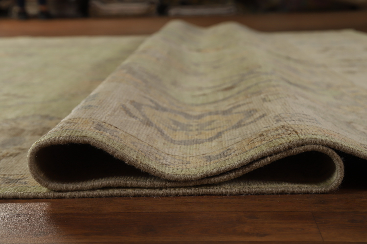 Handmade Green Oushak Vegetable Dye Area Rug 9x12