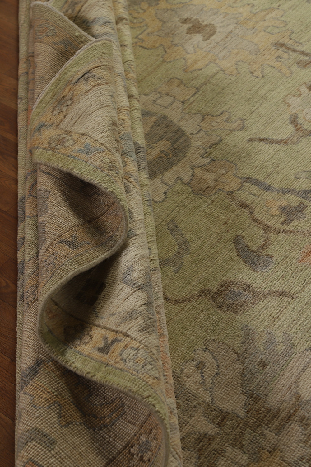 Handmade Green Oushak Vegetable Dye Area Rug 9x12