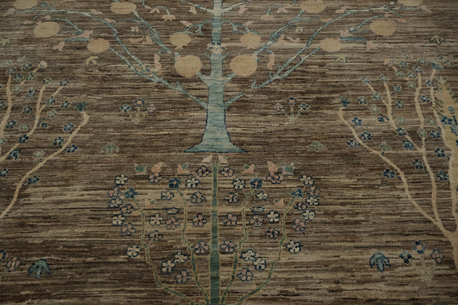 Artistic Tree Oushak Chobi Area Rug 8x10 in Calming Neutral Hues