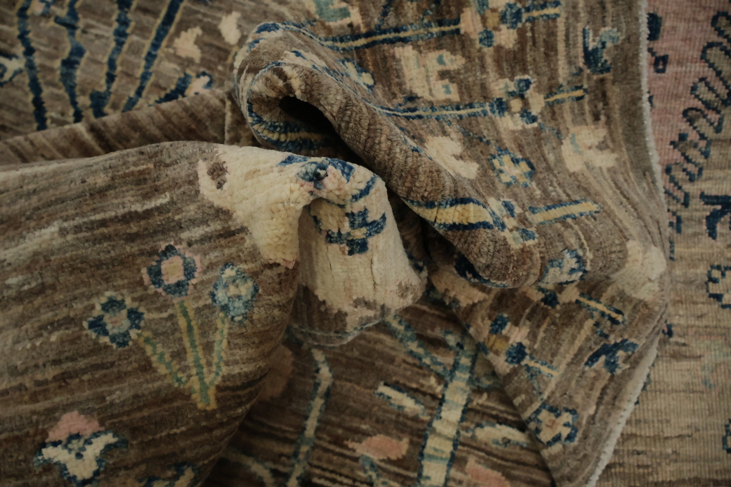 Artistic Tree Oushak Chobi Area Rug 8x10 in Calming Neutral Hues
