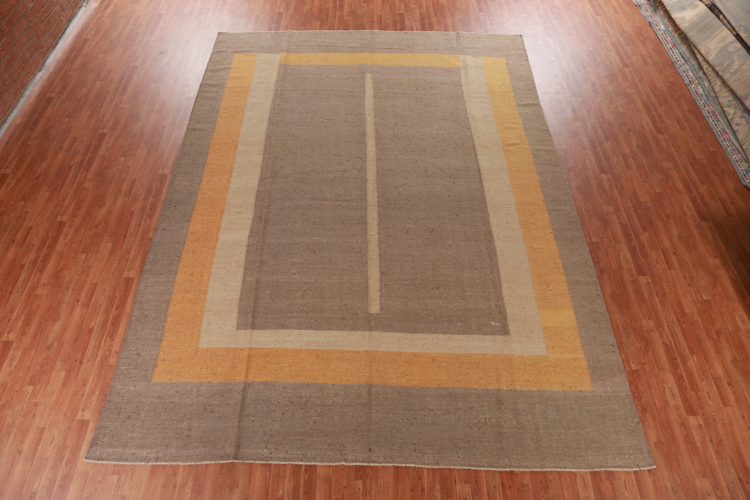 Earth Tone Jute Kilim Vegetable Dye Large Rug 10x14