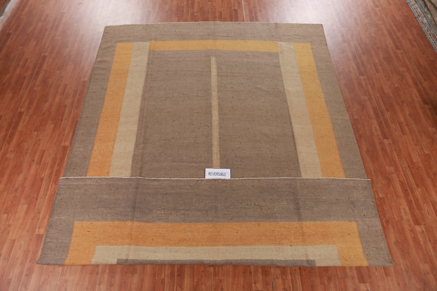 Earth Tone Jute Kilim Vegetable Dye Large Rug 10x14