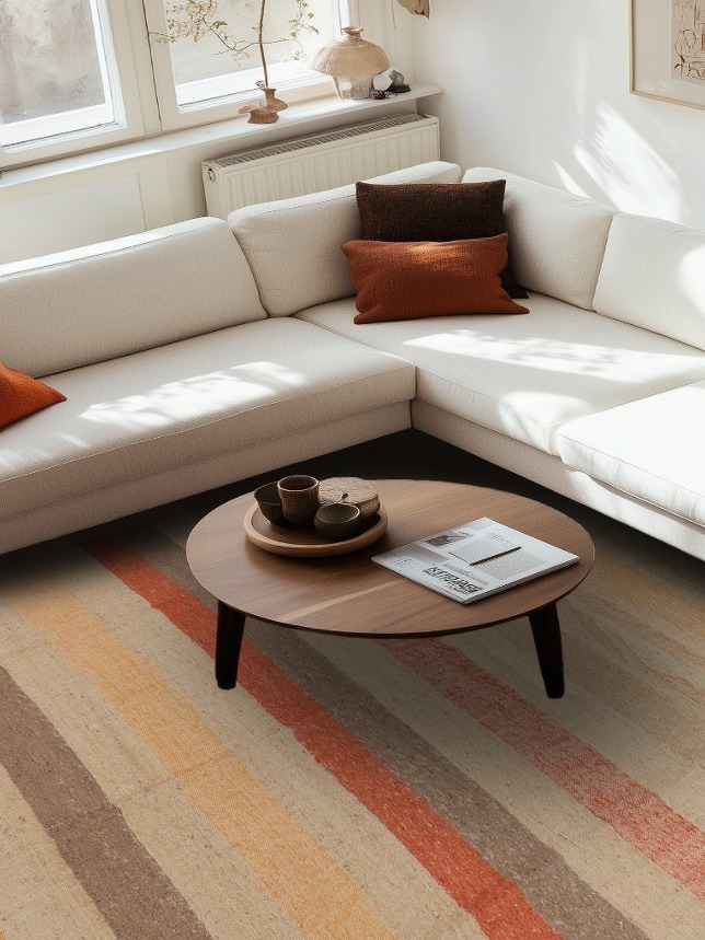 Striped Wool Kilim Vegetable Dye Area Rug 10x12