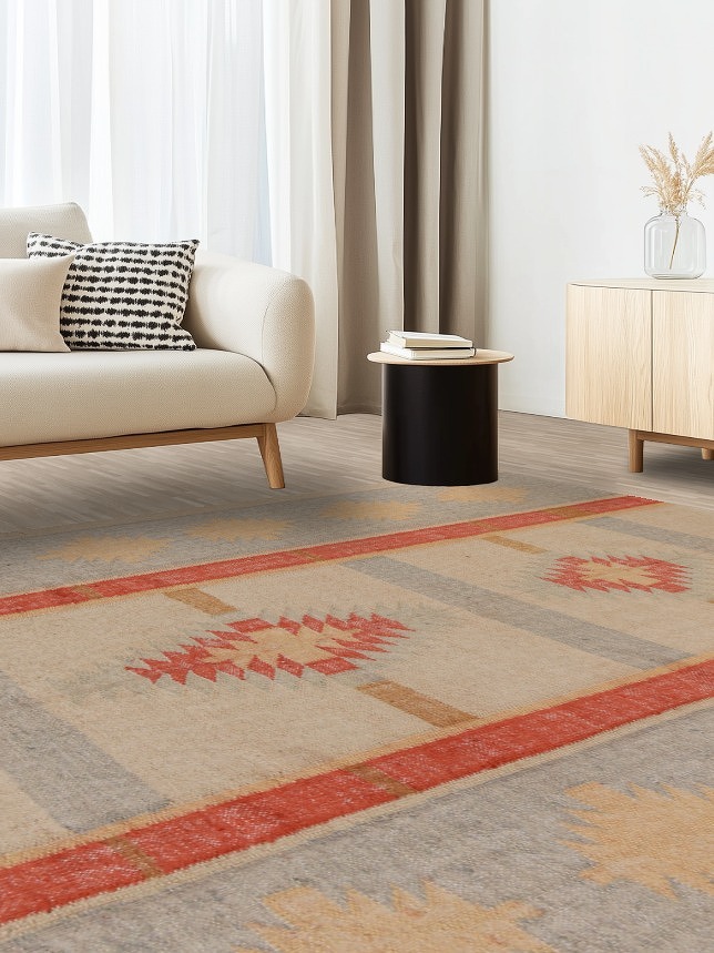 Vegetable Dye Wool Kilim Turkish Area Rug 8x10