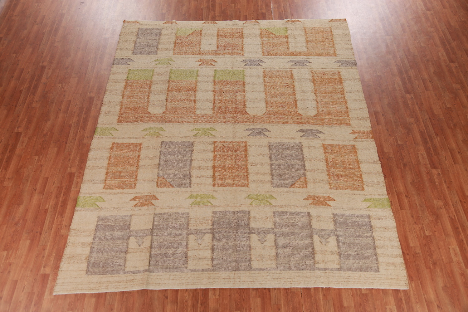Flat Weave Modern Jute Kilim Vegetable Dye Area Rug 9x11