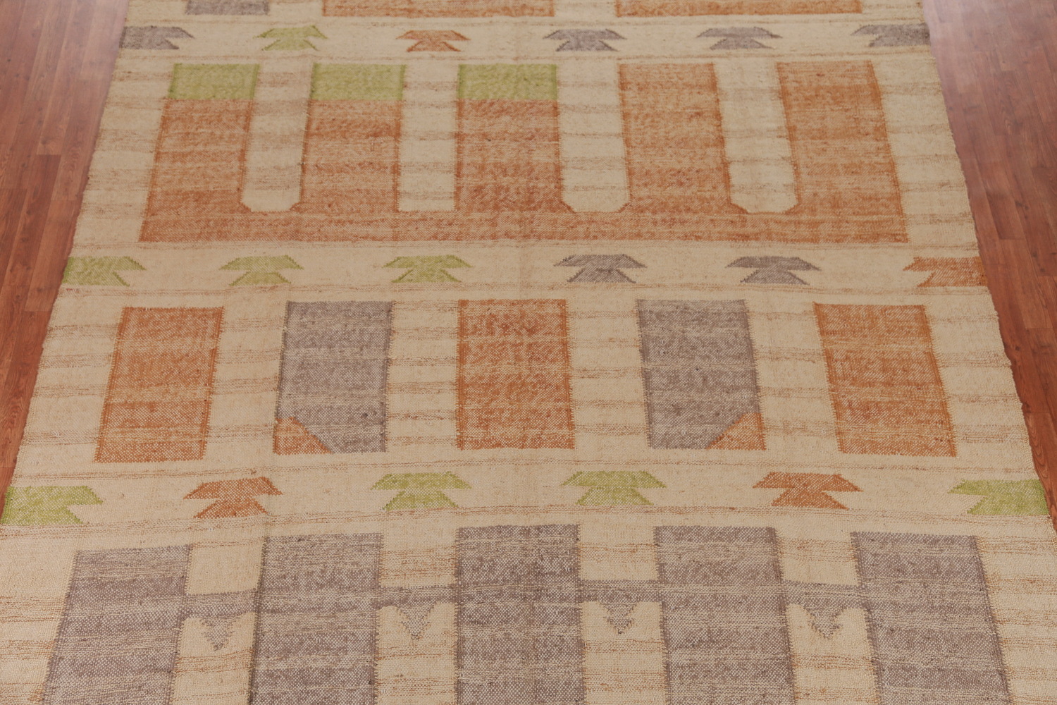 Flat Weave Modern Jute Kilim Vegetable Dye Area Rug 9x11