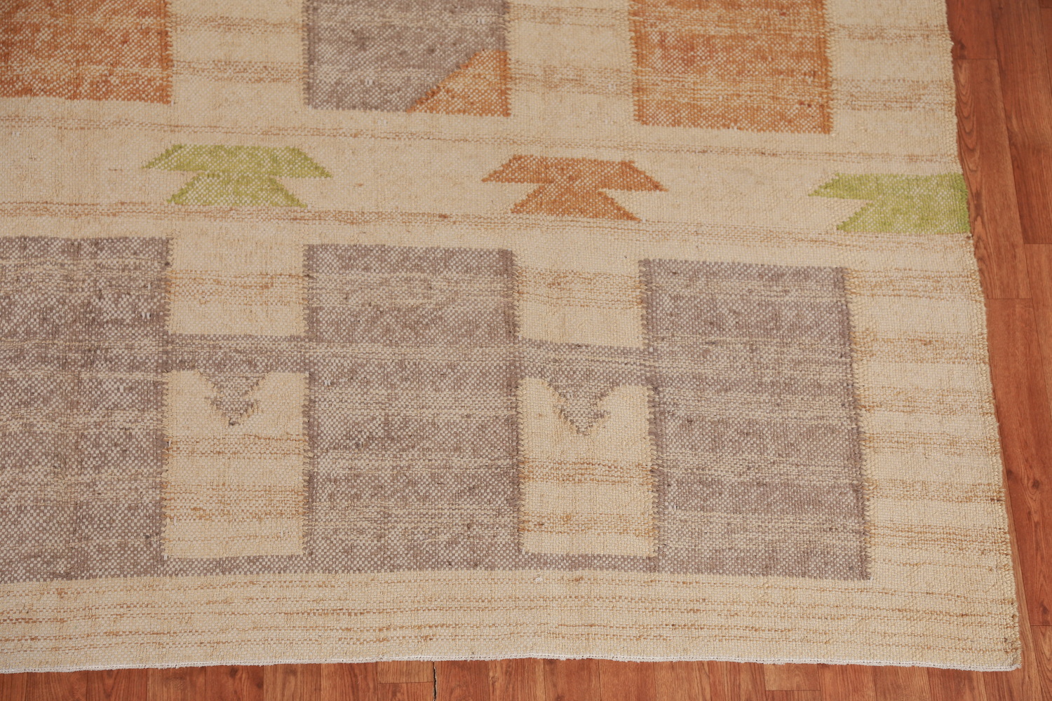Flat Weave Modern Jute Kilim Vegetable Dye Area Rug 9x11