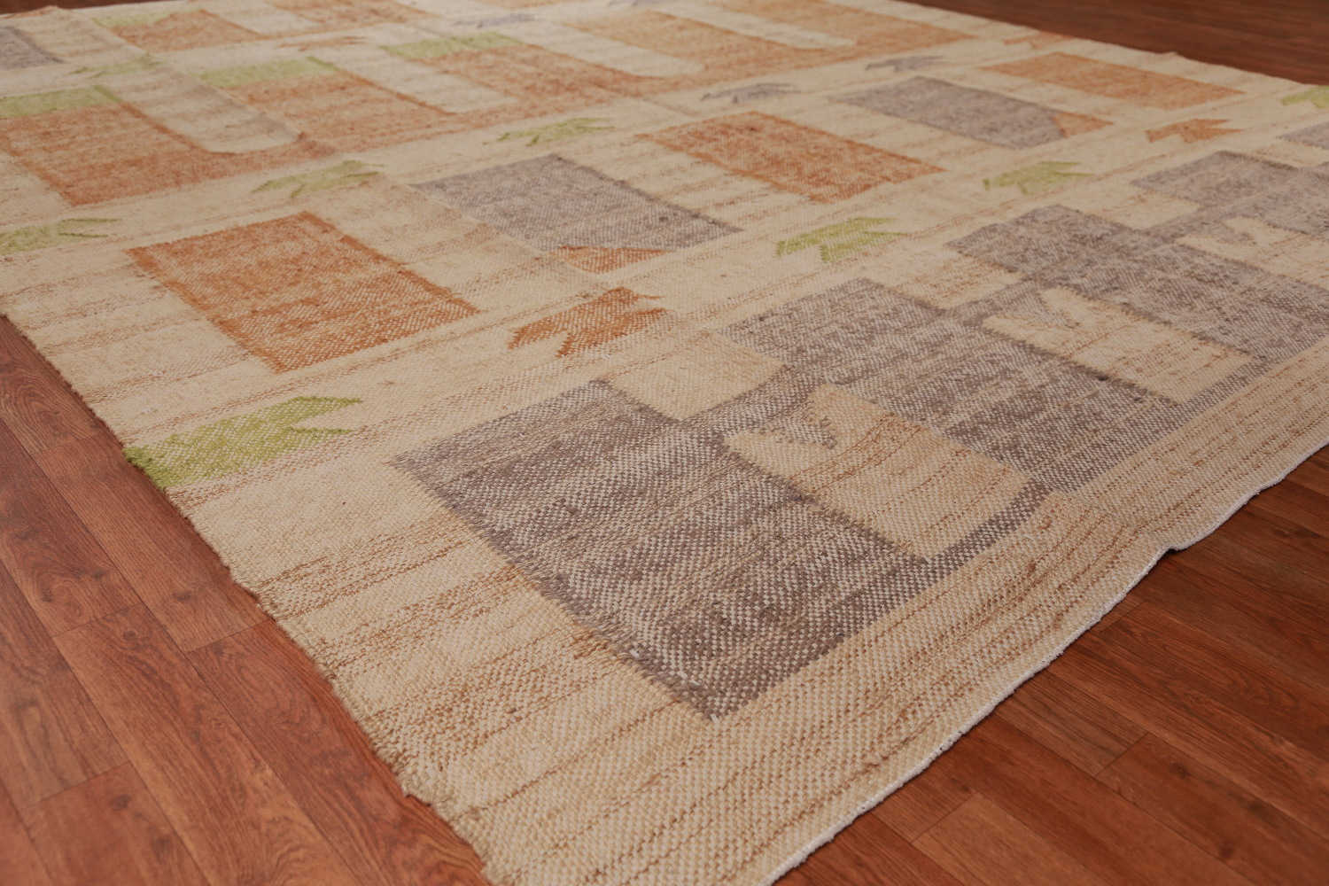 Flat Weave Modern Jute Kilim Vegetable Dye Area Rug 9x11