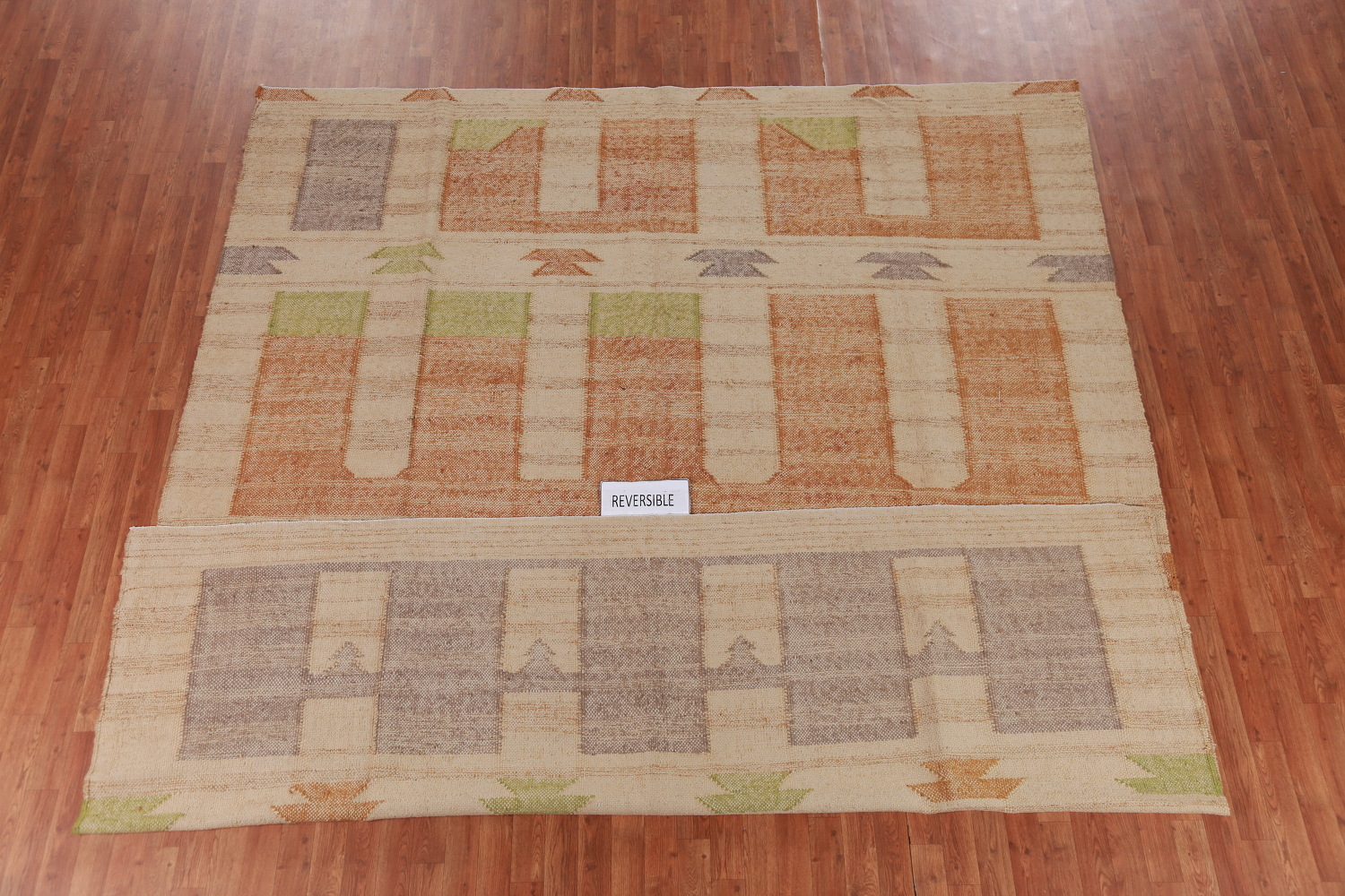 Flat Weave Modern Jute Kilim Vegetable Dye Area Rug 9x11