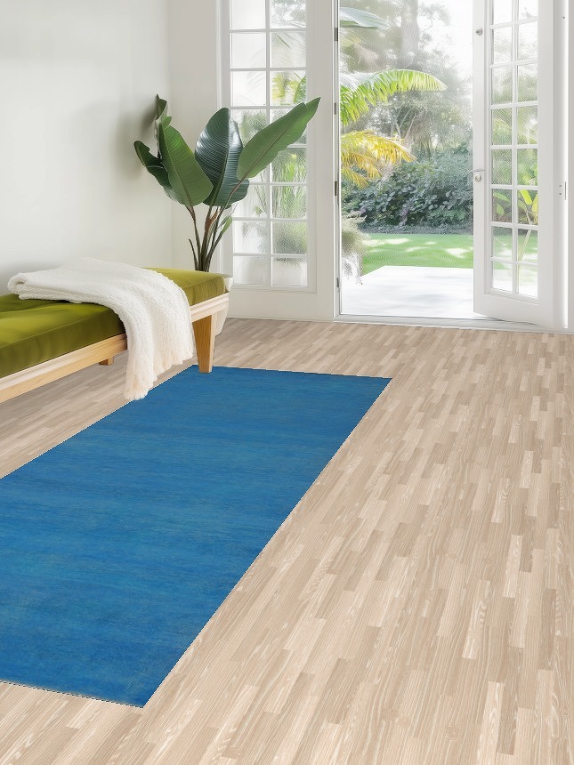 Vegetable Dye Blue Gabbeh Persian Runner Rug 3x8