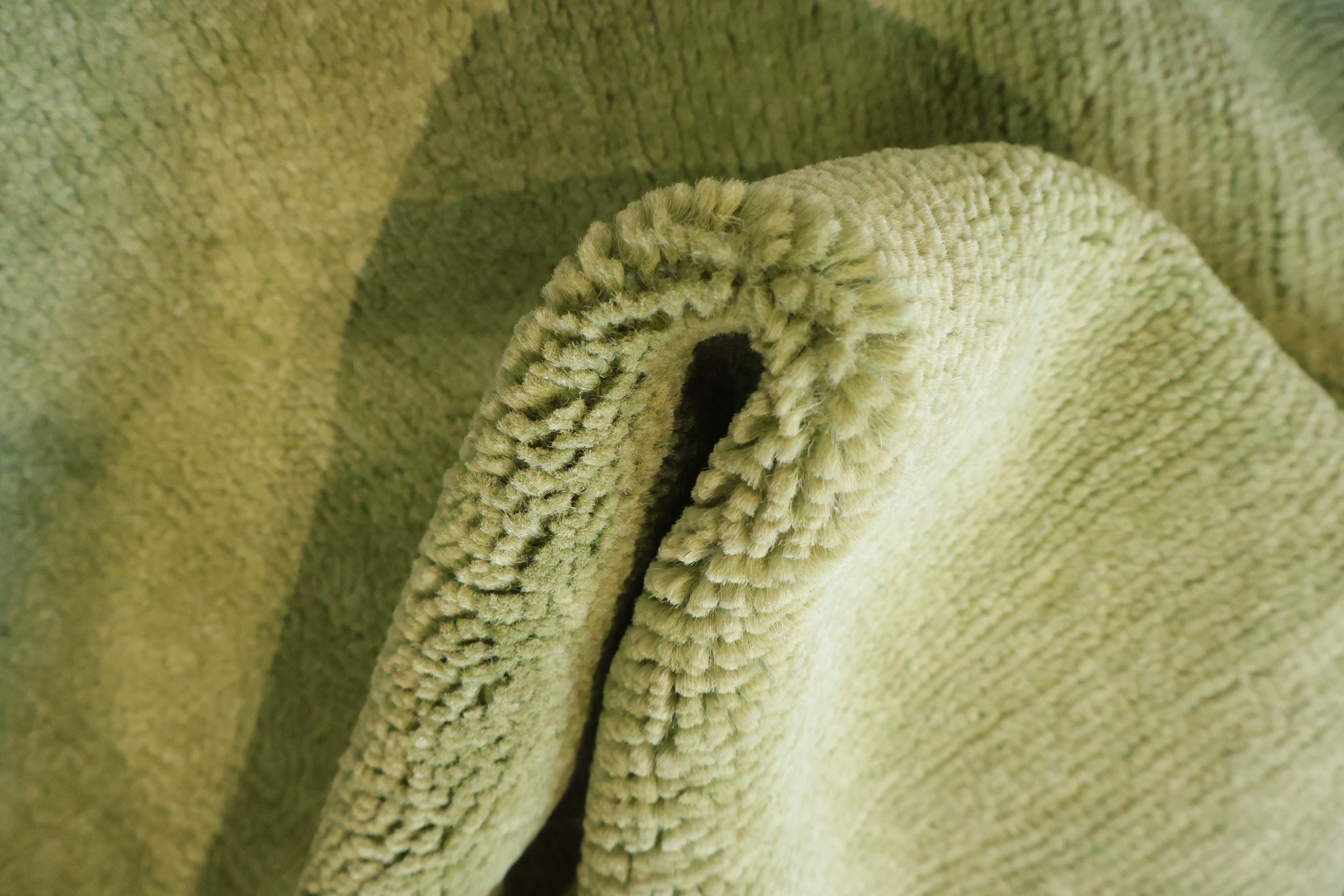 Contemporary Minimalist Gabbeh Persian Runner Rug in Subtle Olive Green 3x9 ft