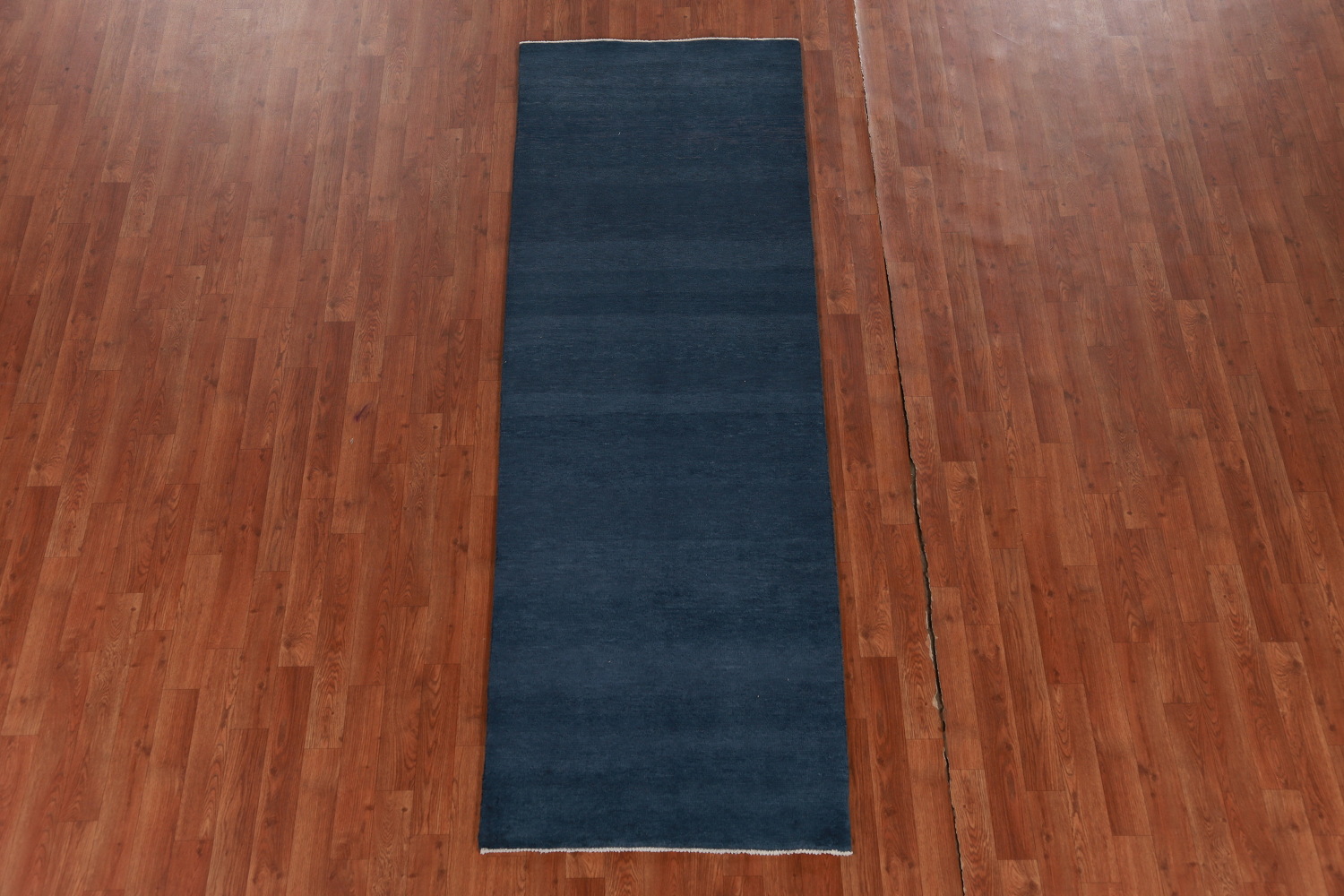 Navy Blue Modern Gabbeh Vegetable Dye Runner Rug 3x8