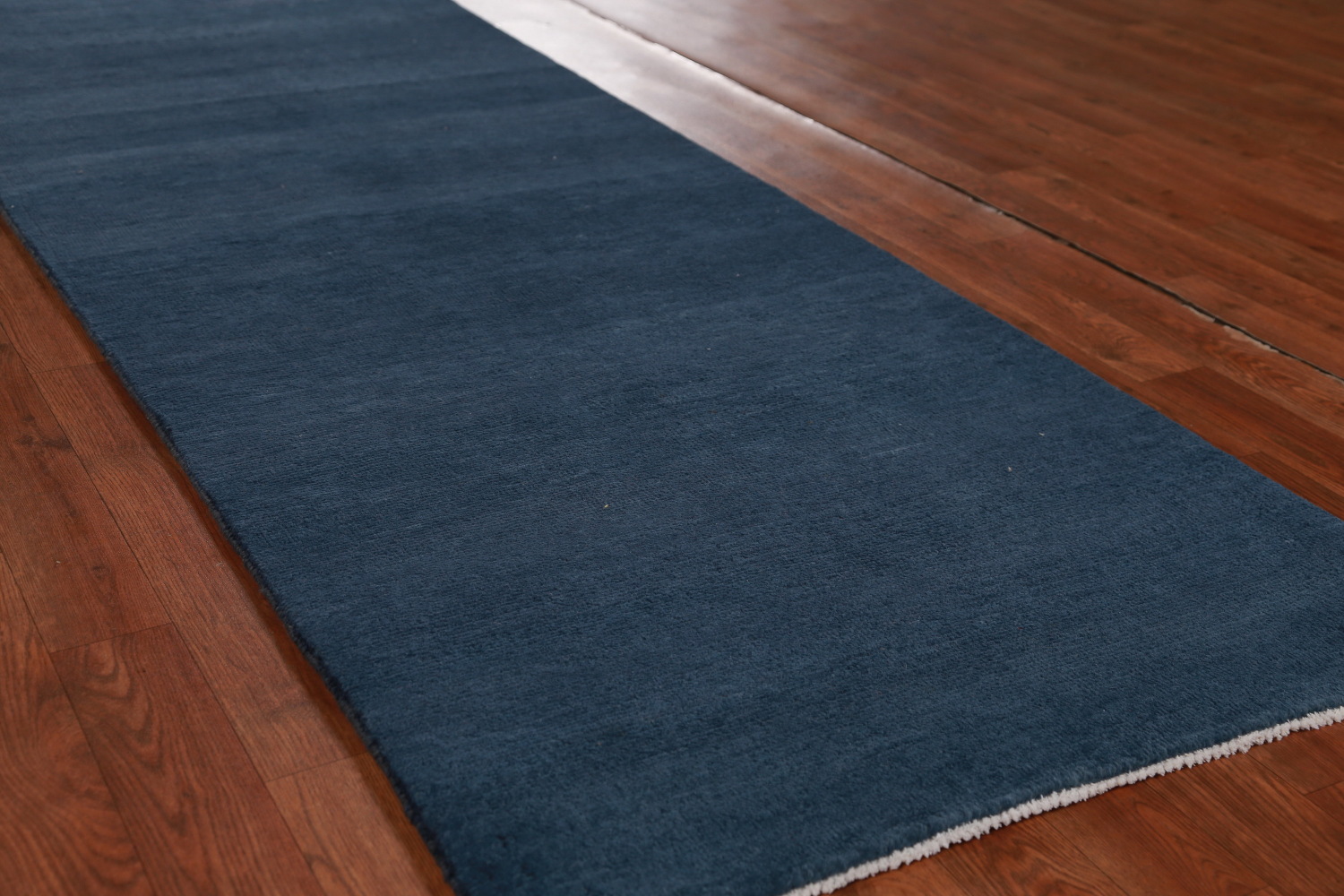 Navy Blue Modern Gabbeh Vegetable Dye Runner Rug 3x8