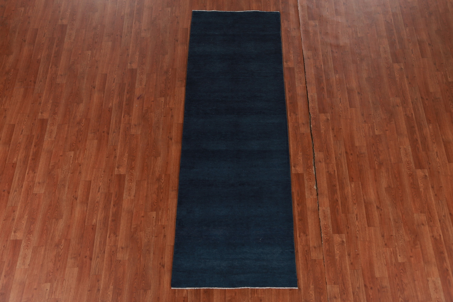 Navy Blue Modern Gabbeh Vegetable Dye Runner Rug 3x8