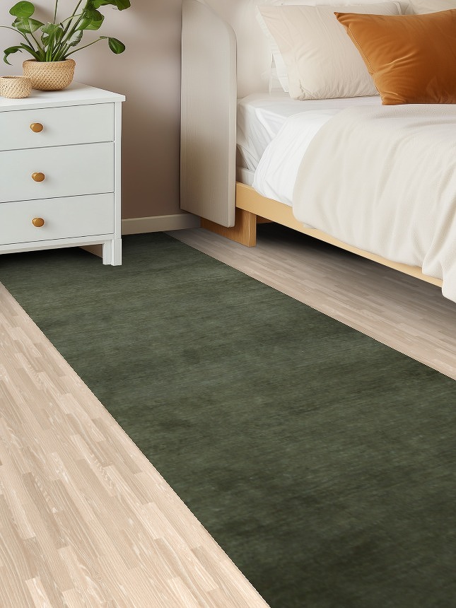 Vegetable Dye Green Gabbeh Persian Runner Rug 3x8