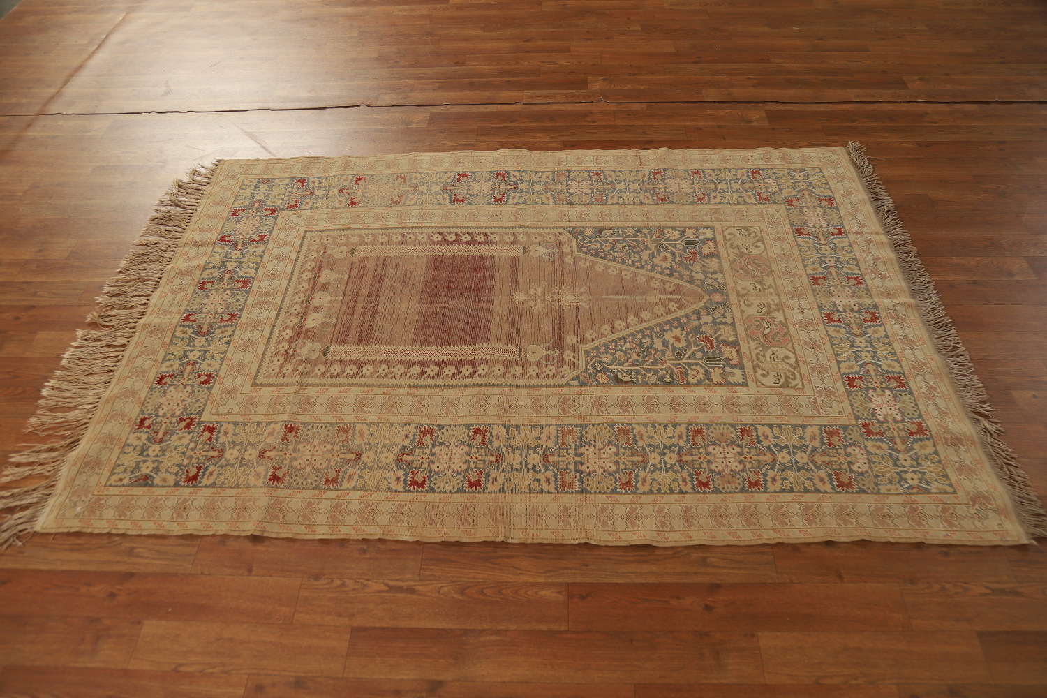 Pre-1900 Antique Vegetable Dye Silk Anatolian Turkish Rug 4x6